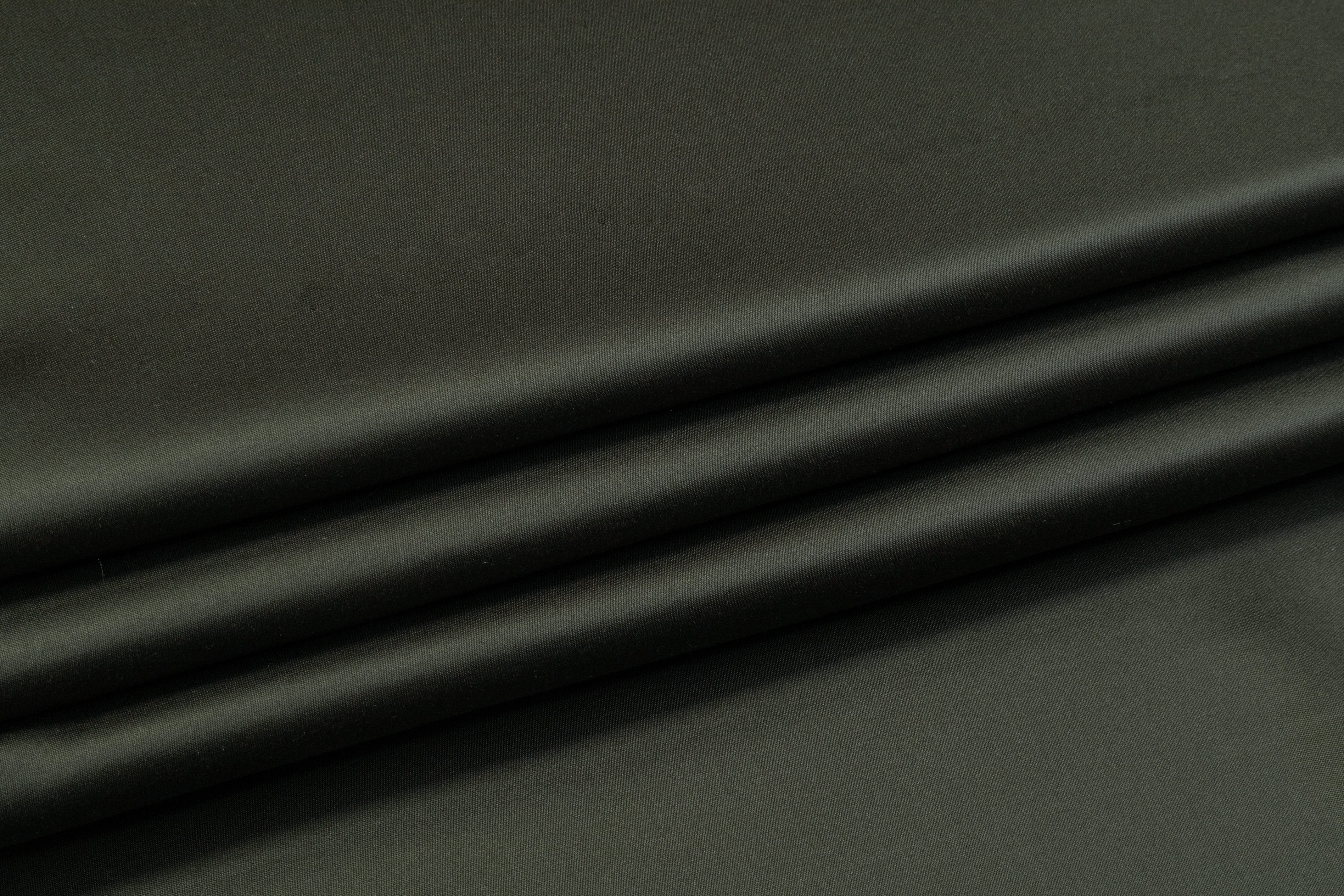 Italian Silk Wool Stretch Satin Suiting - Dark Green