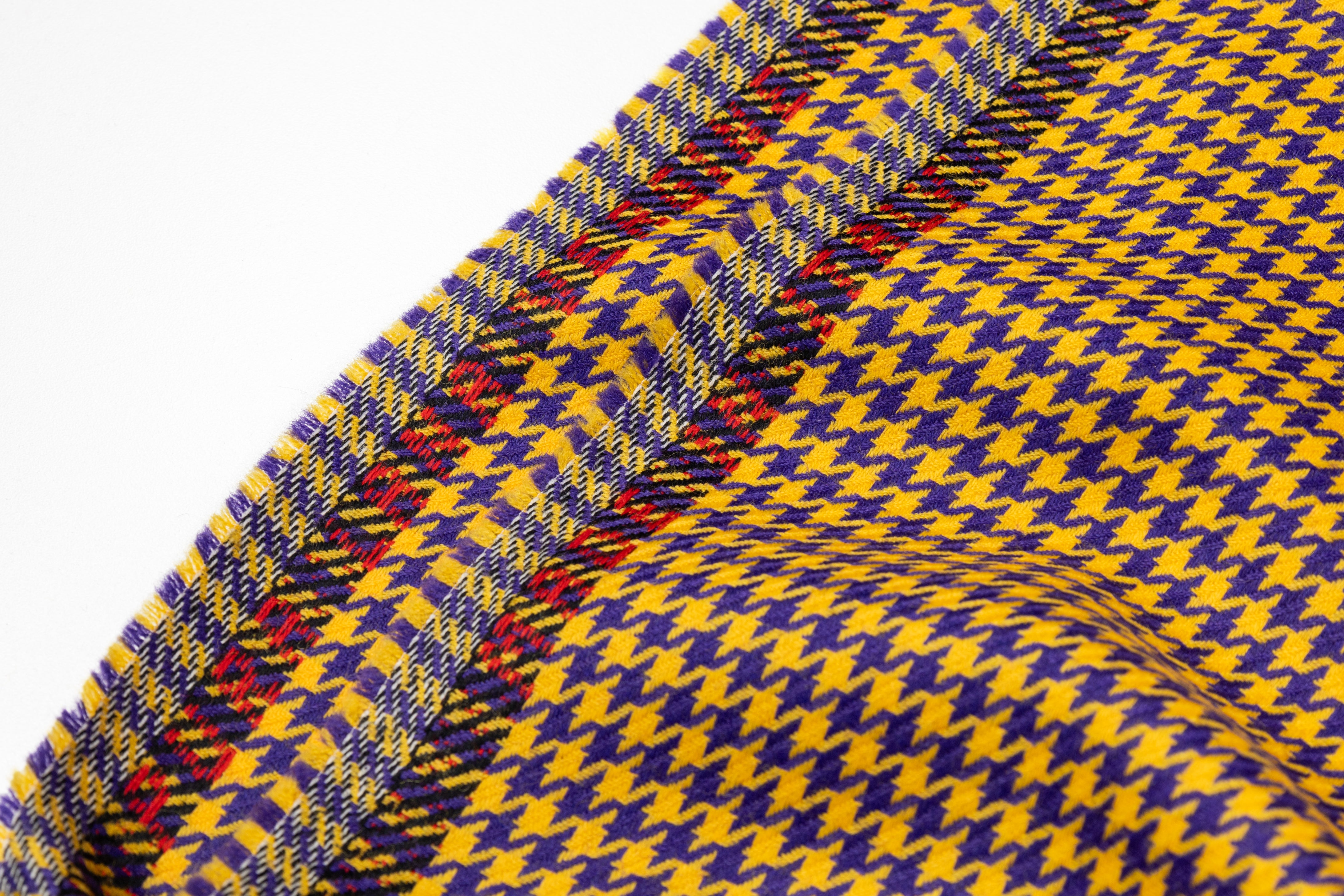 Houndstooth Italian Wool Suiting - Purple / Yellow