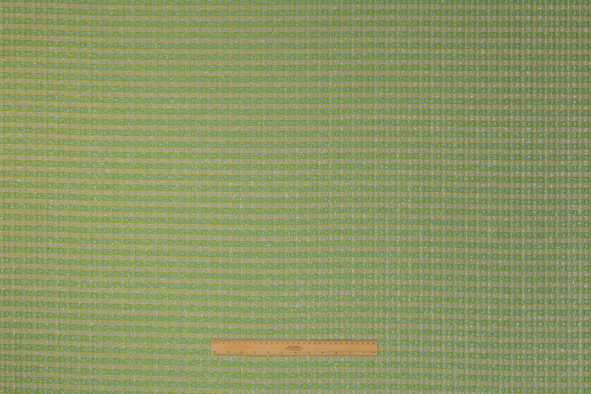 Geometric Metallic Italian Silk Blend Brocade - Green