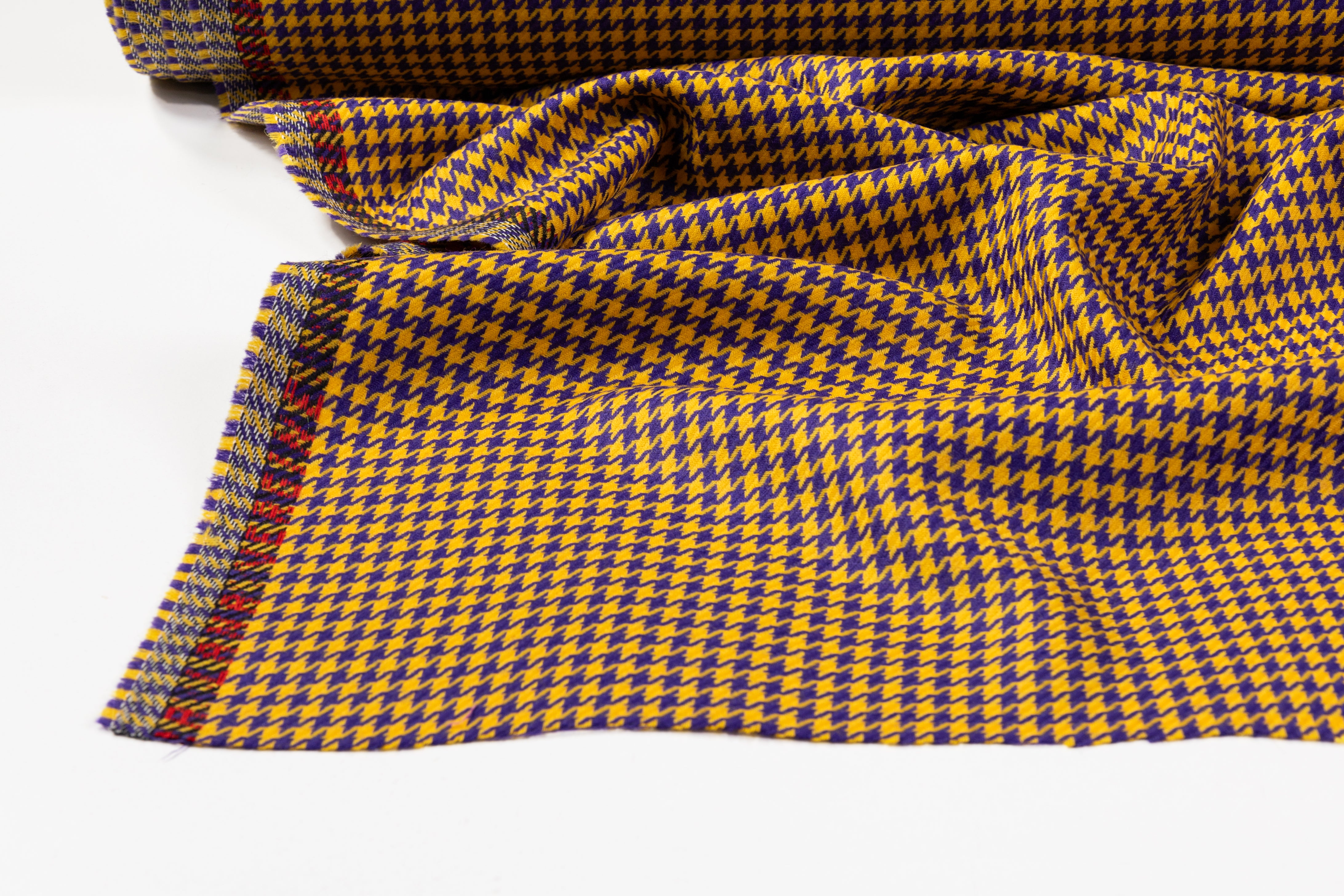 Houndstooth Italian Wool Suiting - Purple / Yellow