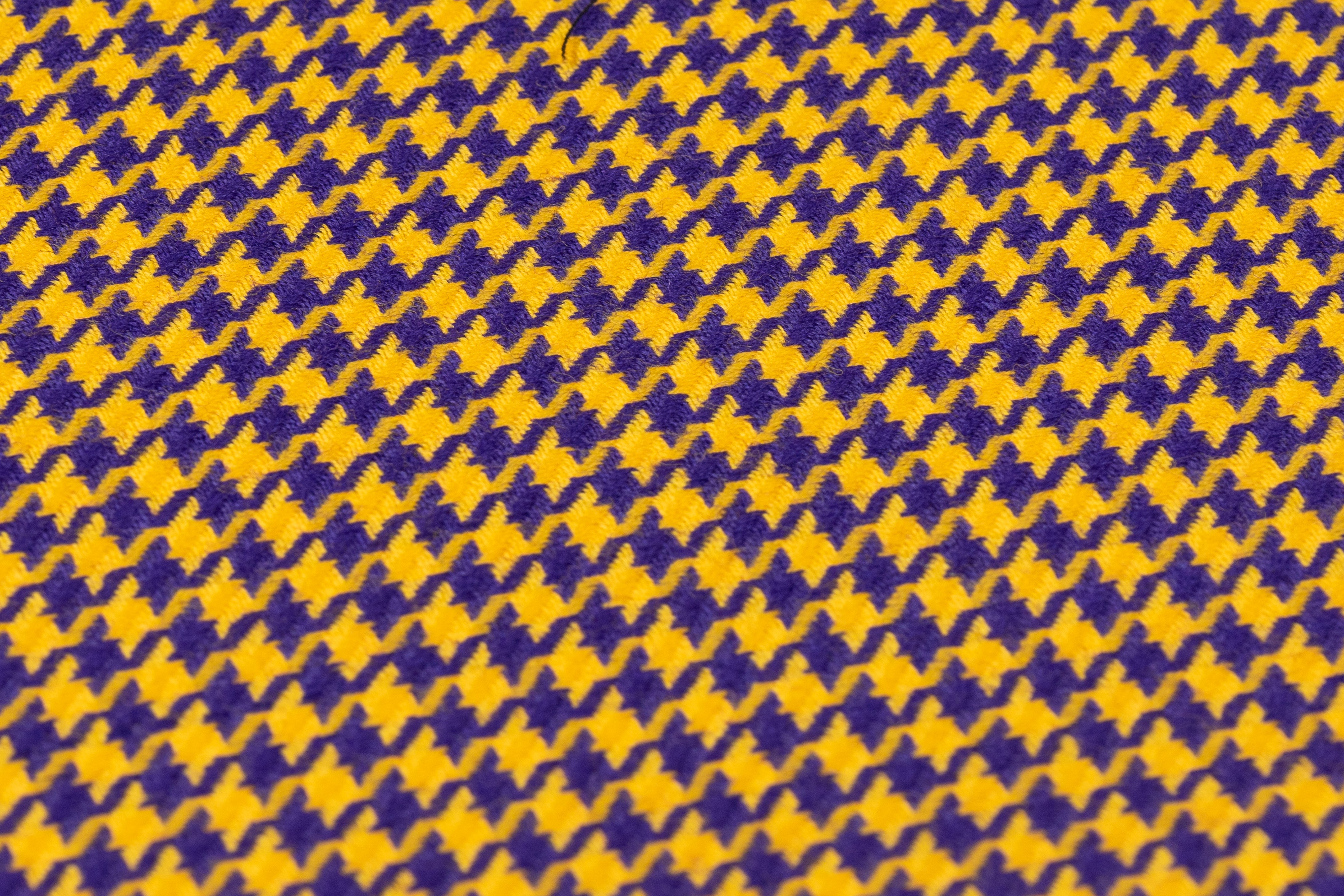 Houndstooth Italian Wool Suiting - Purple / Yellow