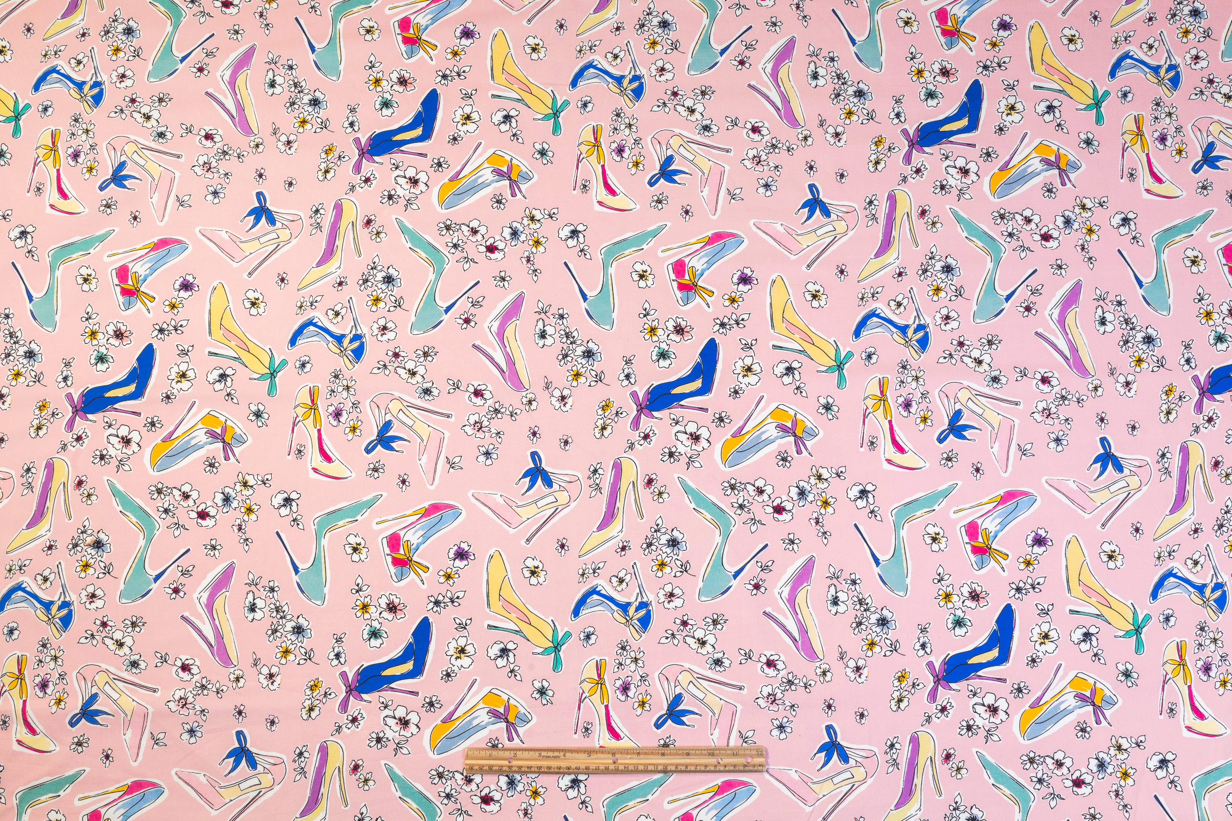 Textured Italian Cotton Linen Print - Pink