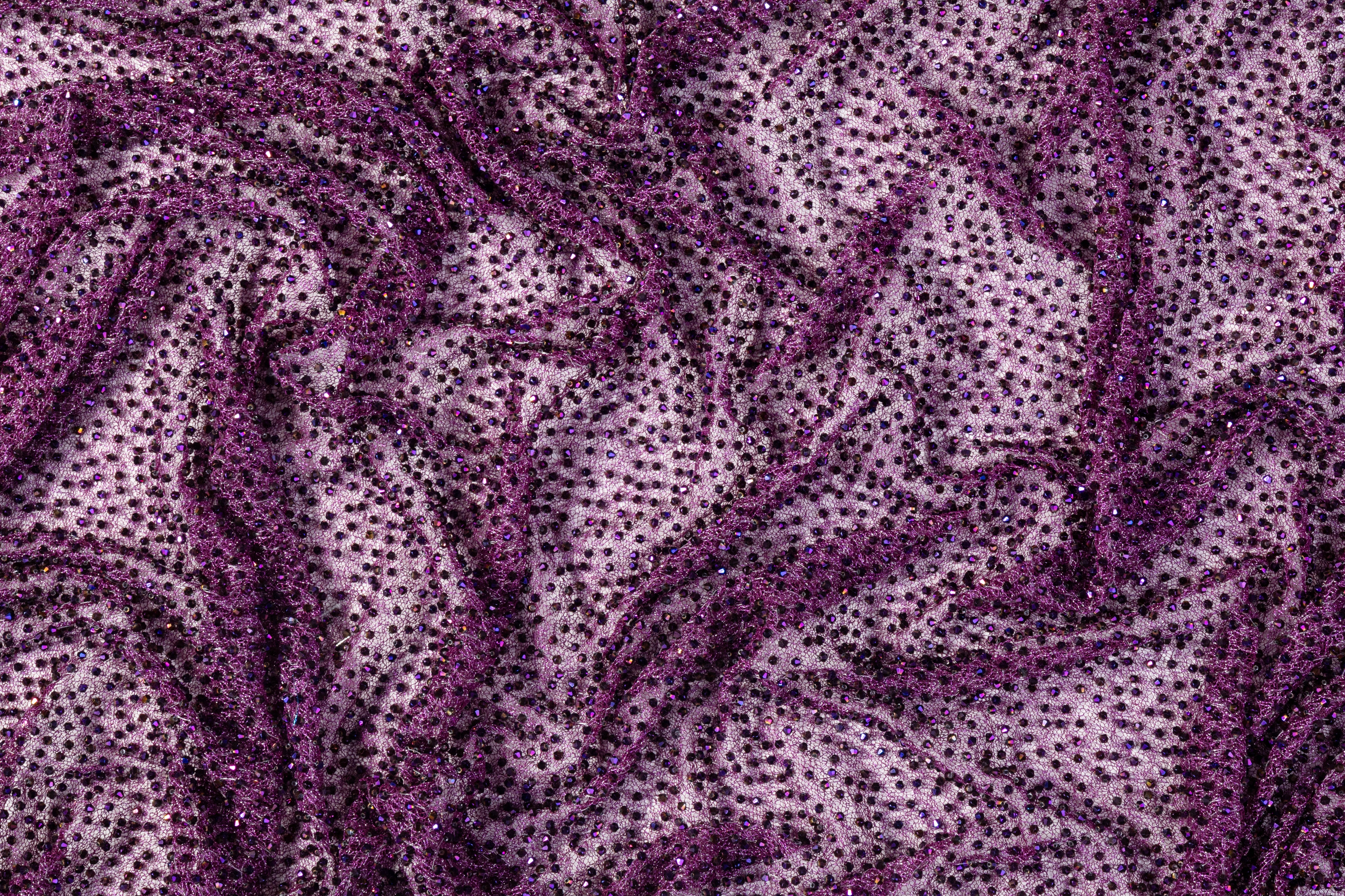 Handmade Crystal Beaded Lace - Amethyst