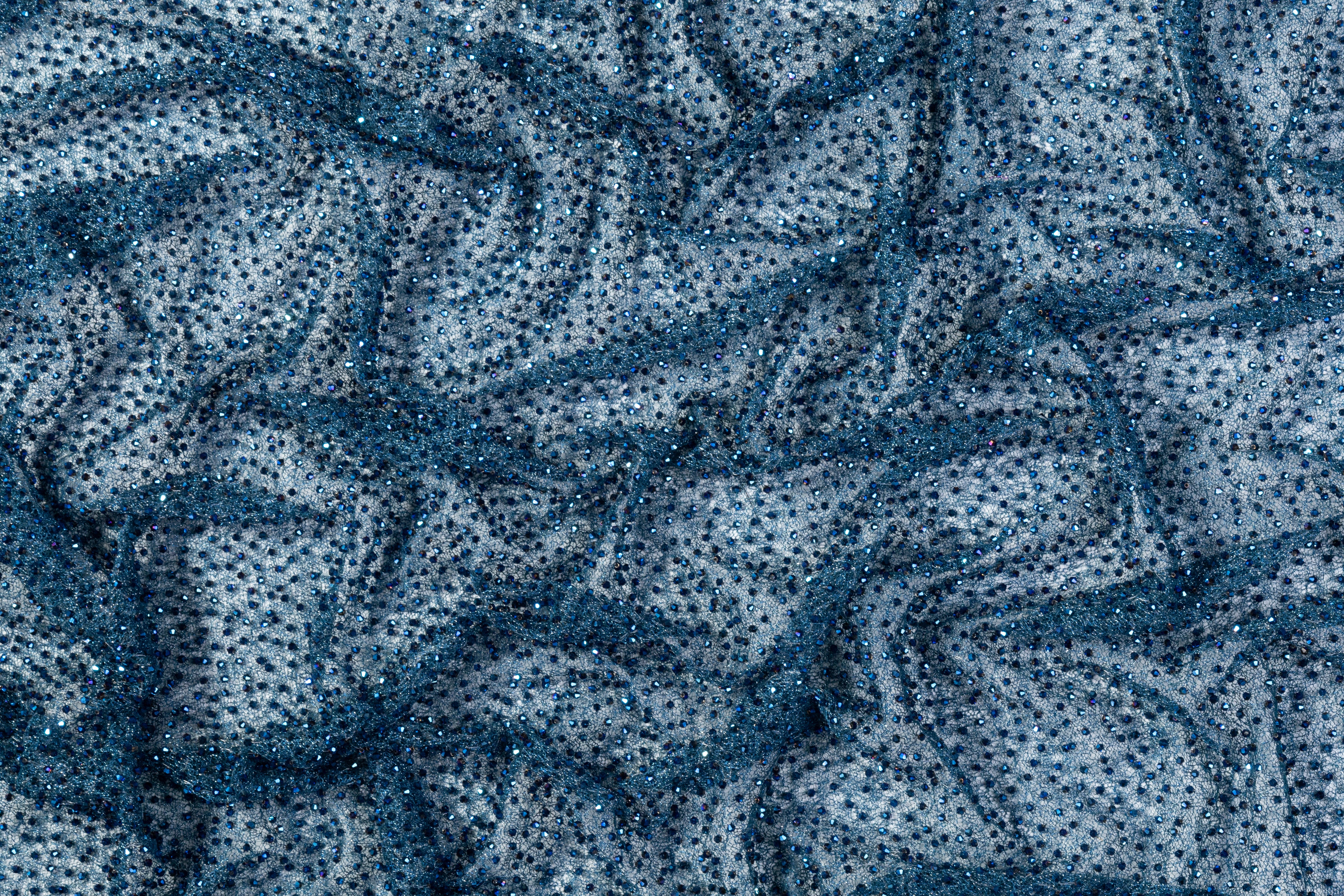 Handmade Crystal Beaded Lace - Blue