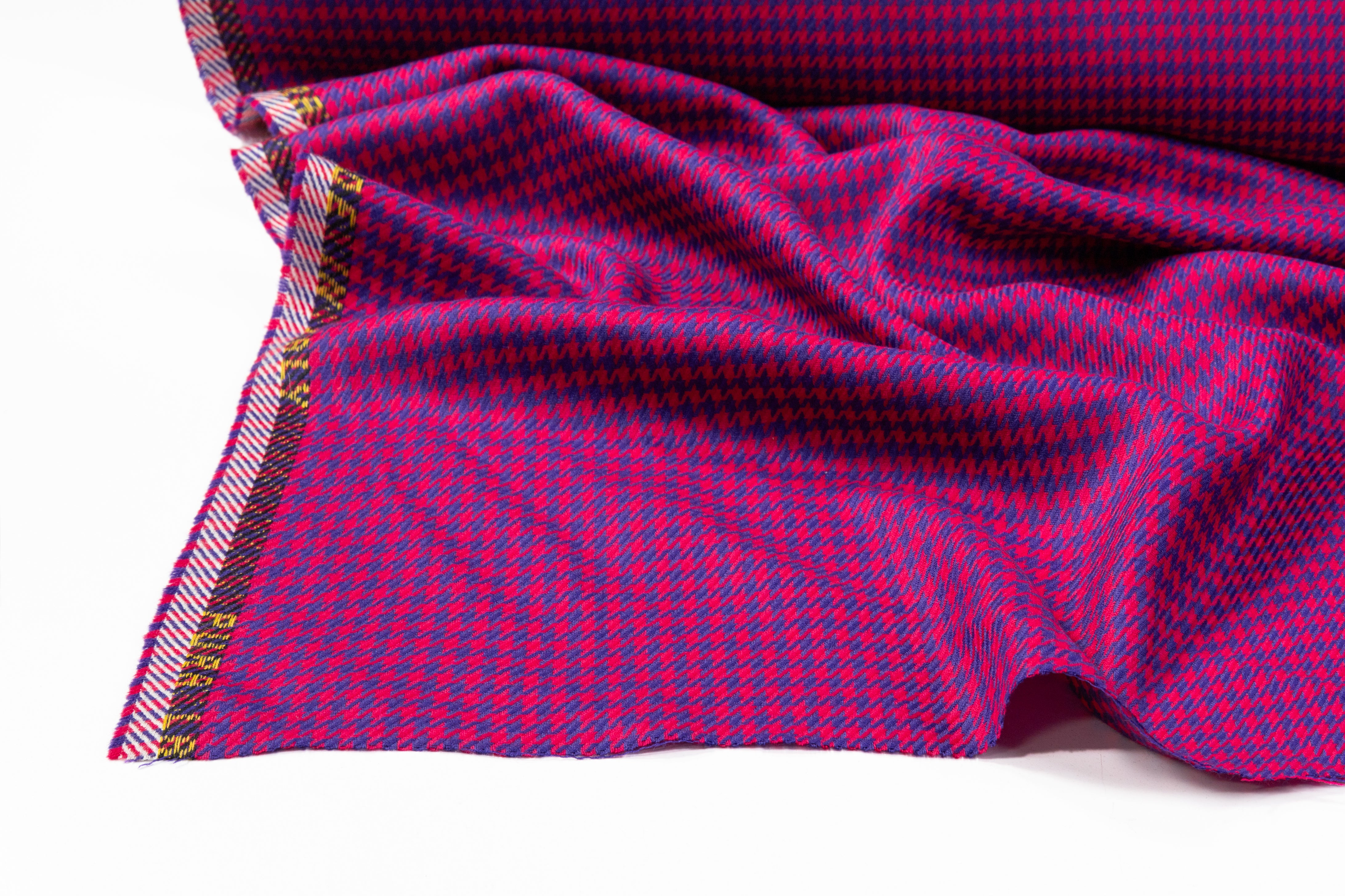 Houndstooth Italian Wool Suiting - Purple / Magenta