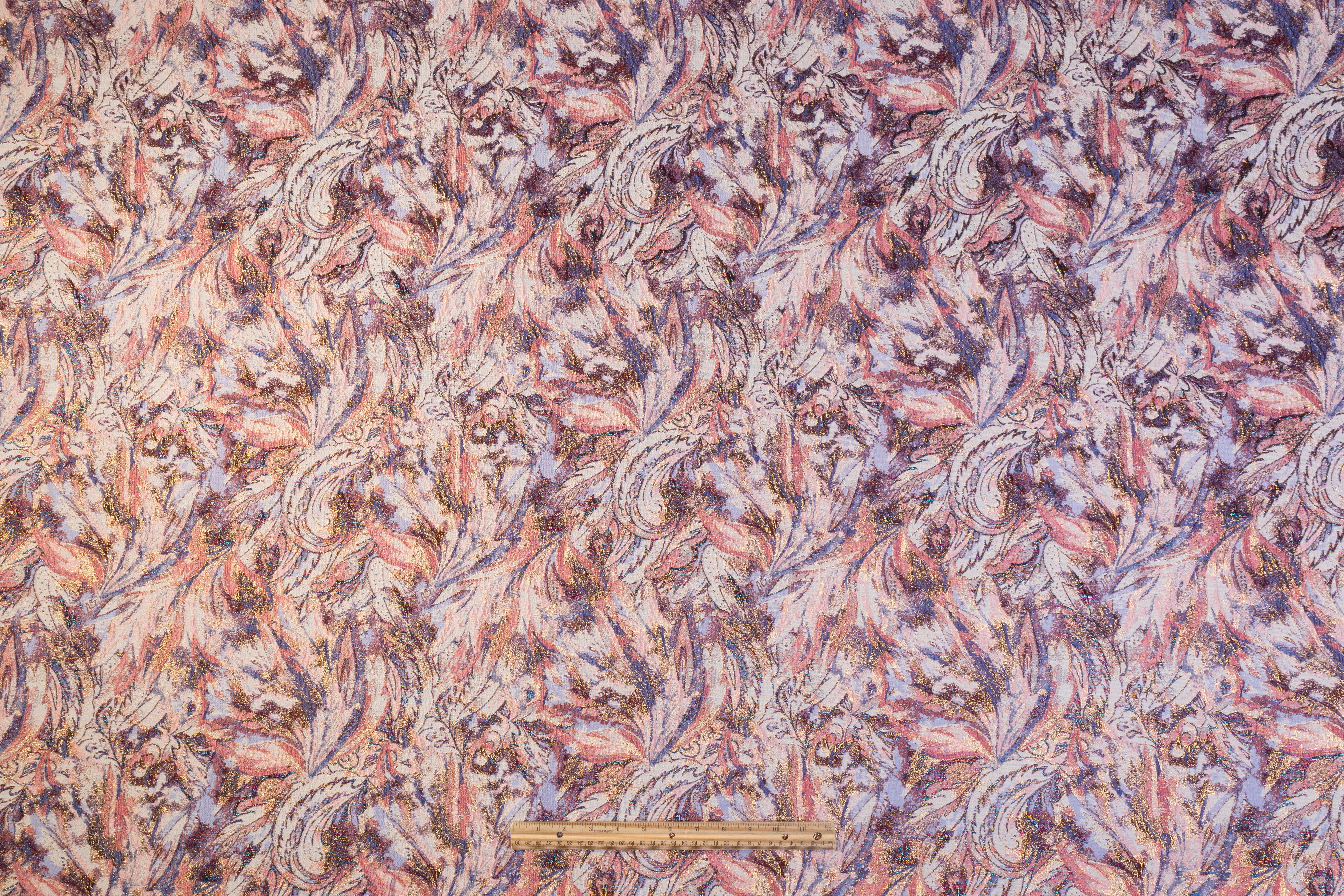 Abstract Paisley Metallic Cloqué Brocade - Pink / Blue