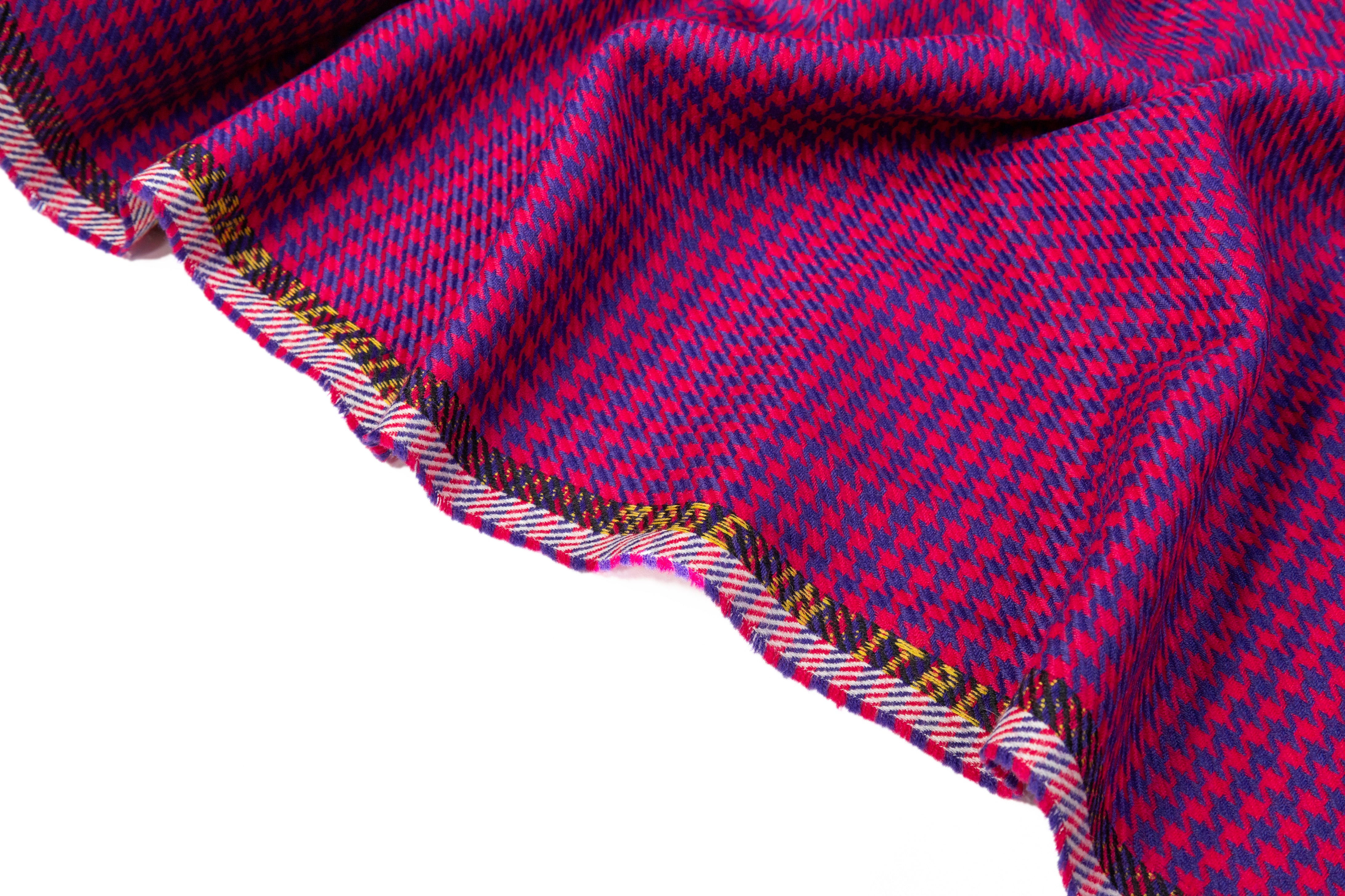 Houndstooth Italian Wool Suiting - Purple / Magenta
