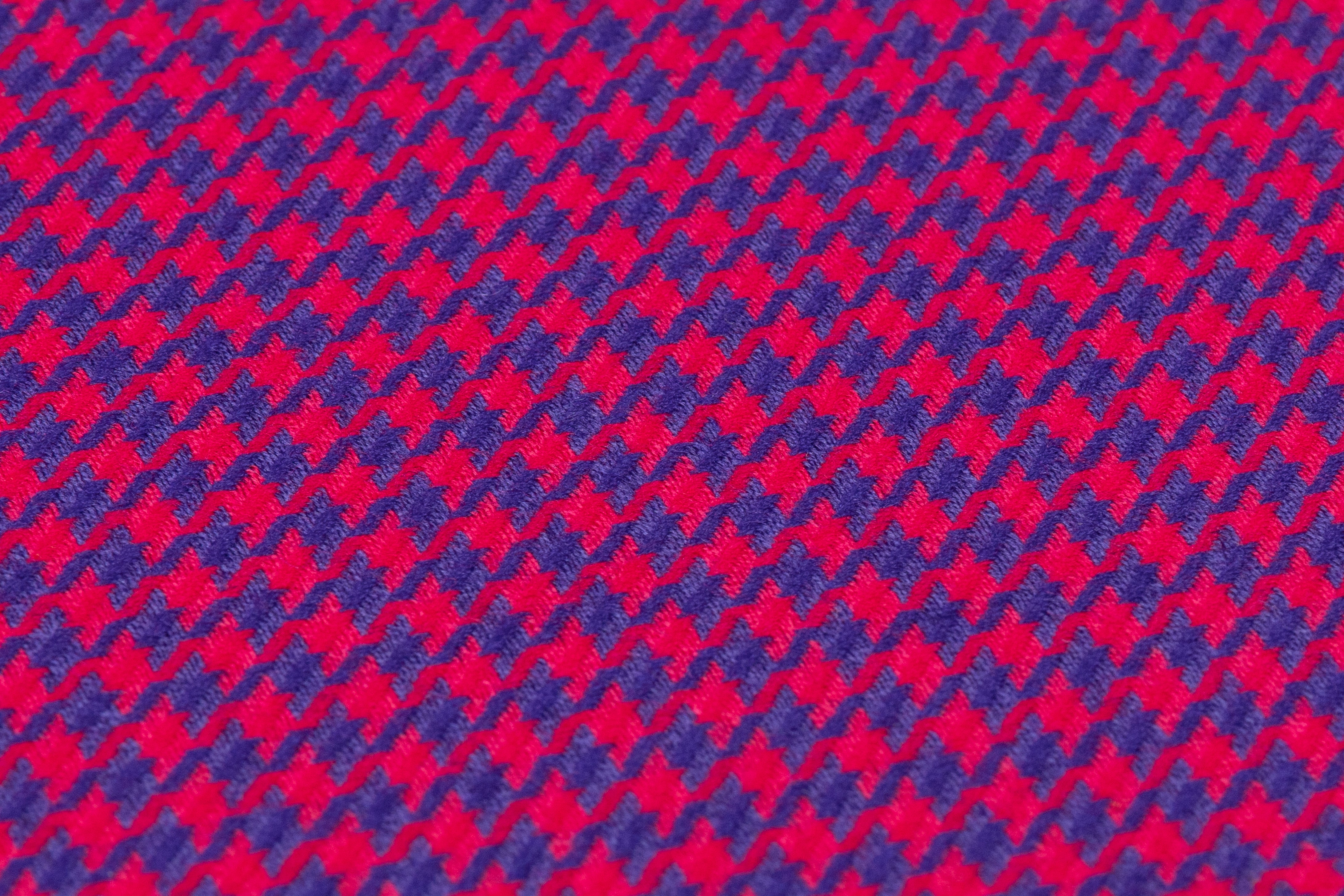 Houndstooth Italian Wool Suiting - Purple / Magenta