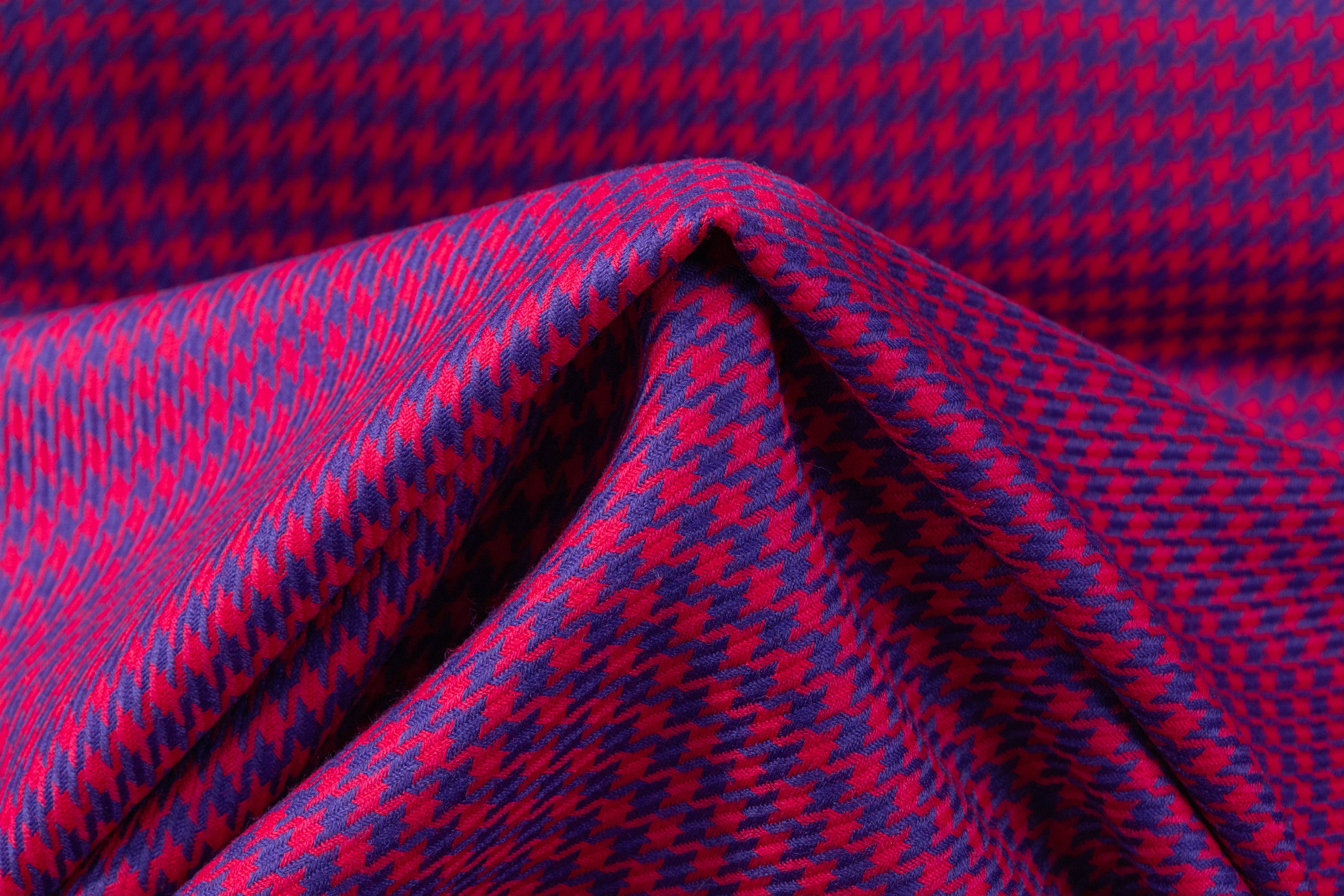 Houndstooth Italian Wool Suiting - Purple / Magenta