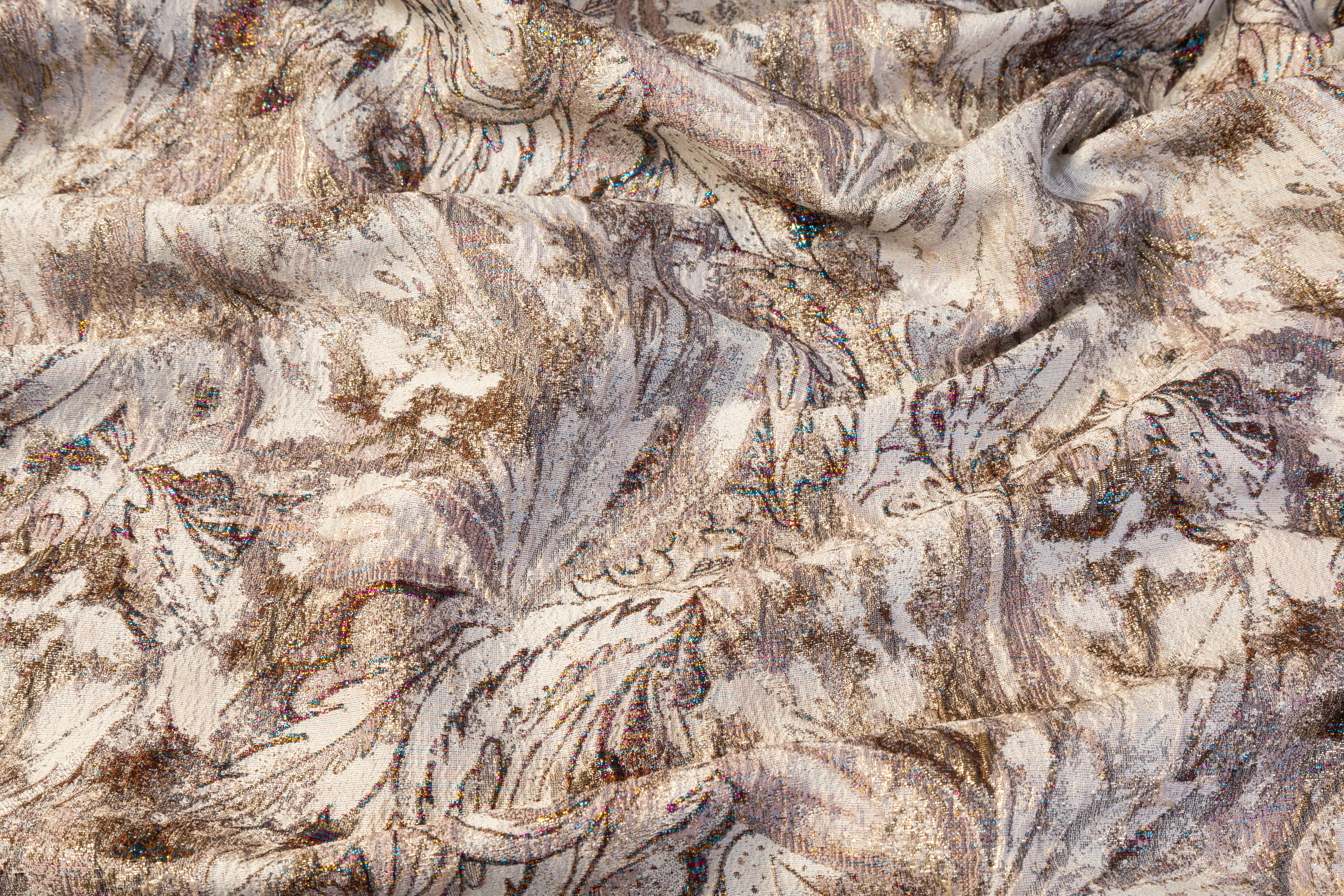 Abstract Paisley Metallic Cloqué Brocade - Beige
