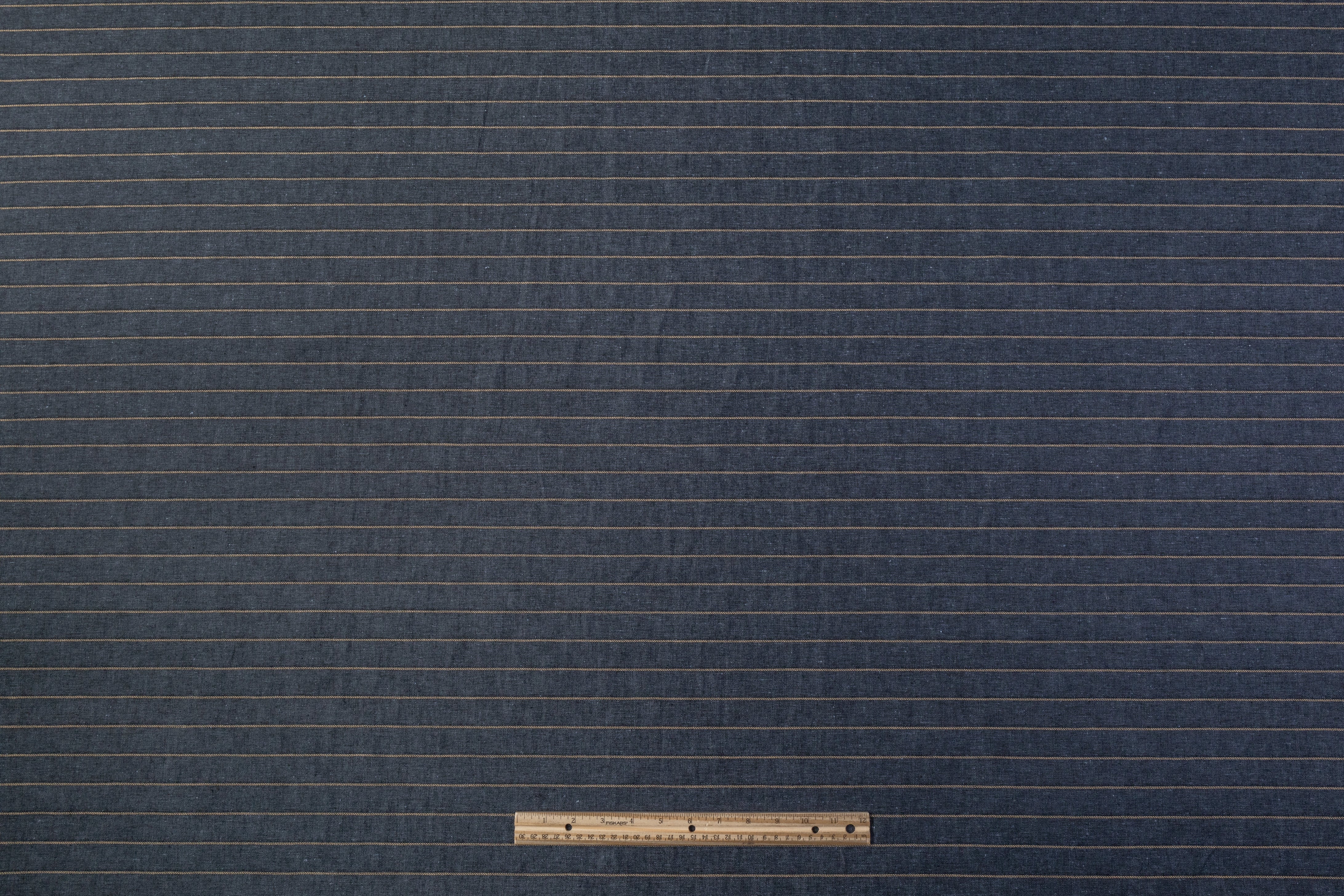 Striped Cotton Denim - Blue Gray / Khaki