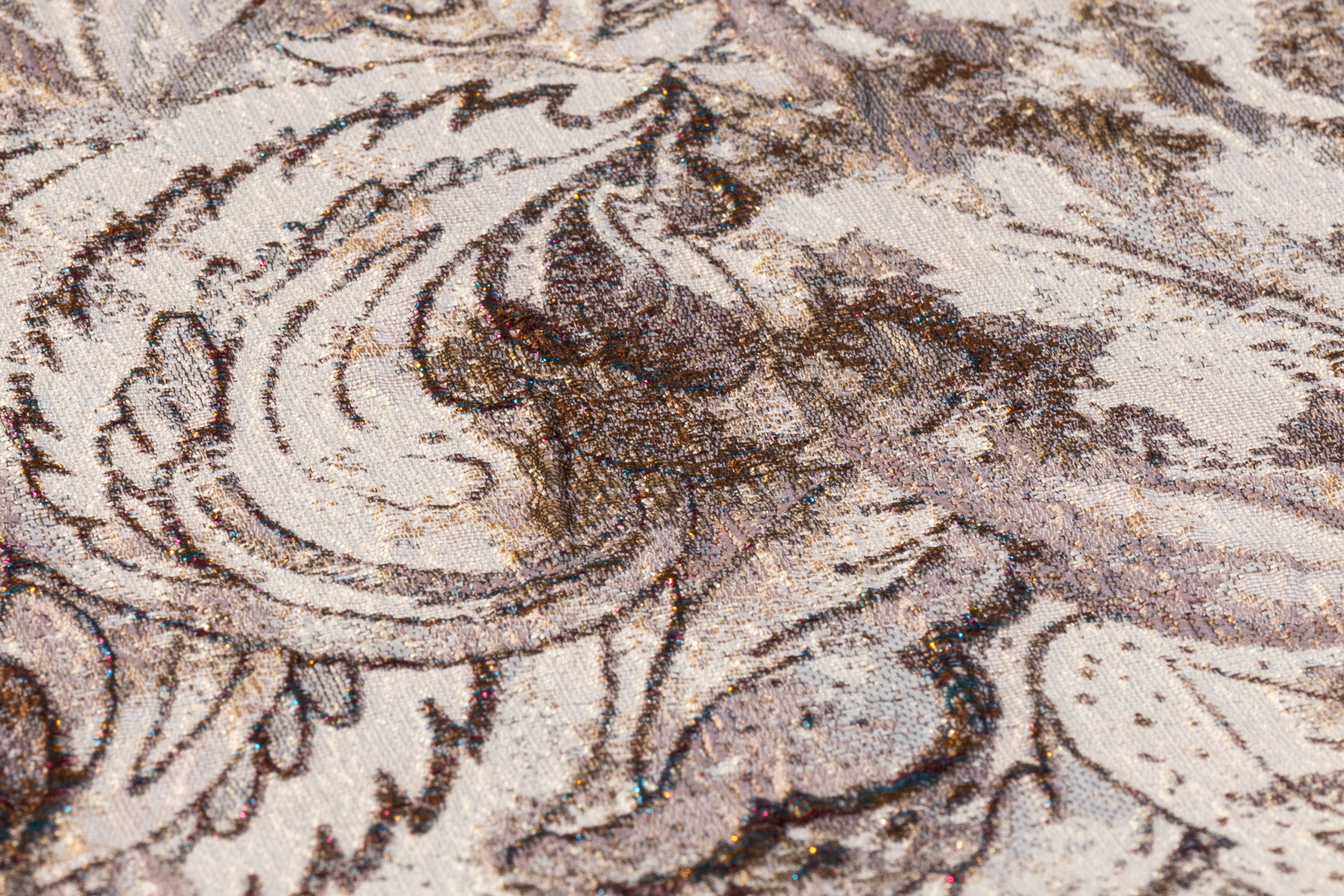 Abstract Paisley Metallic Cloqué Brocade - Beige