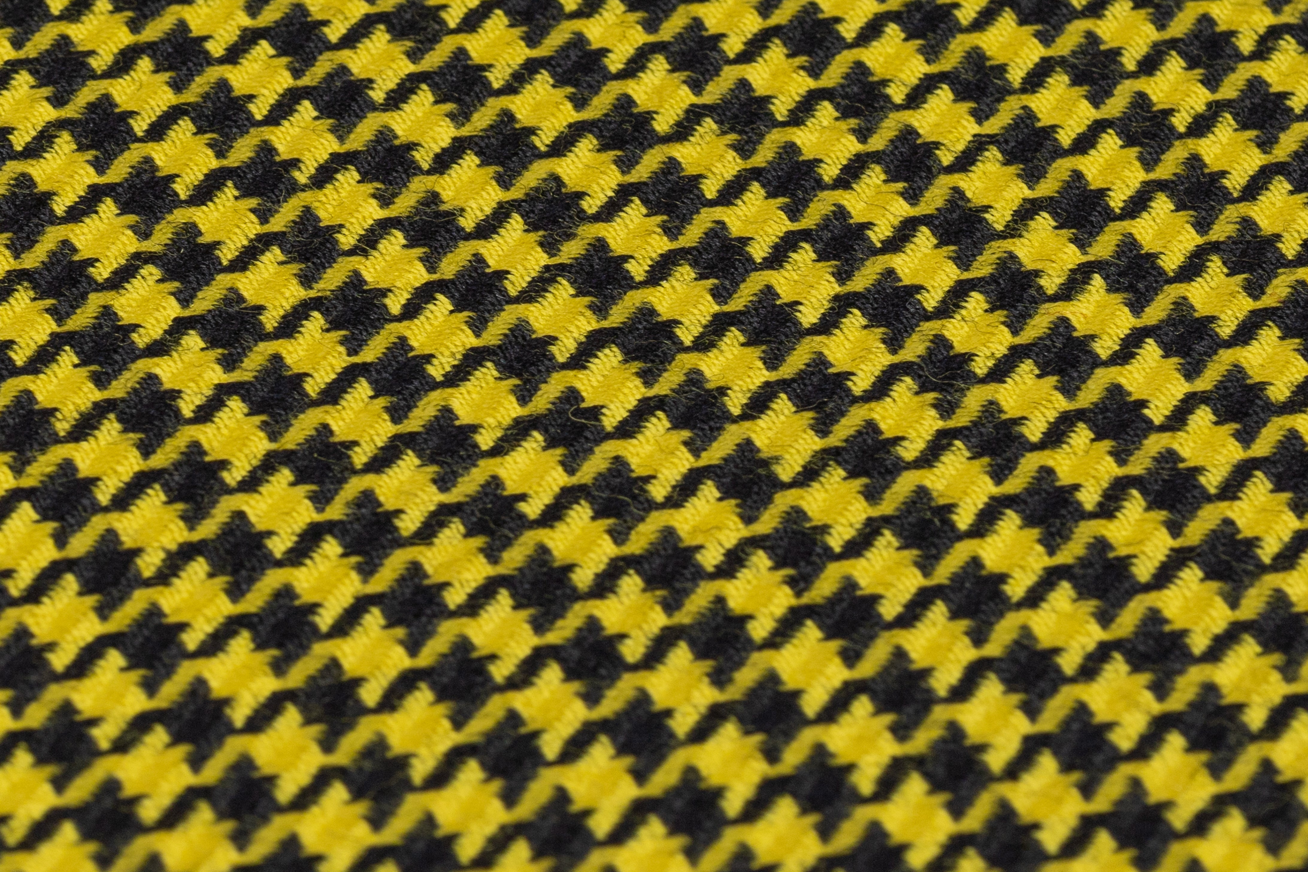 Houndstooth Italian Wool Suiting - Black / Yellow