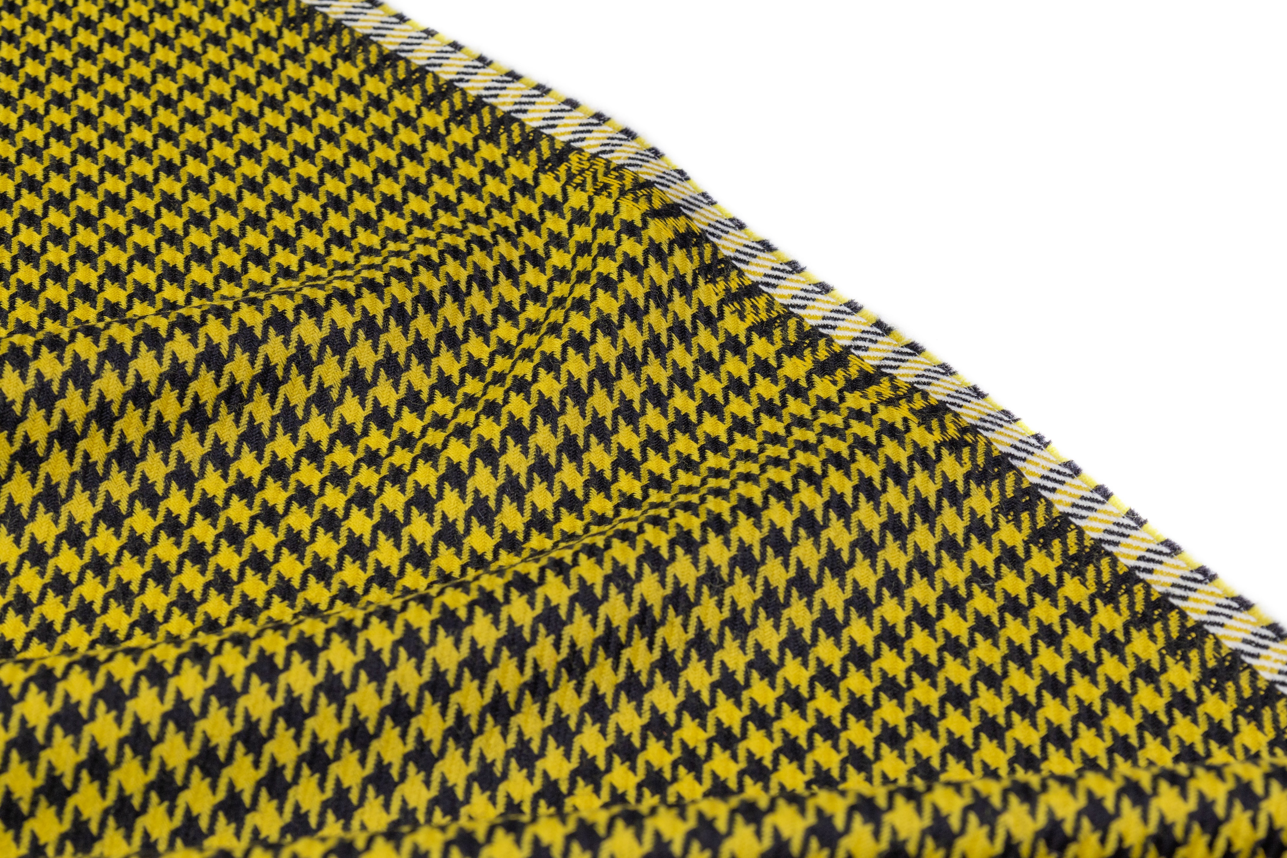 Houndstooth Italian Wool Suiting - Black / Yellow