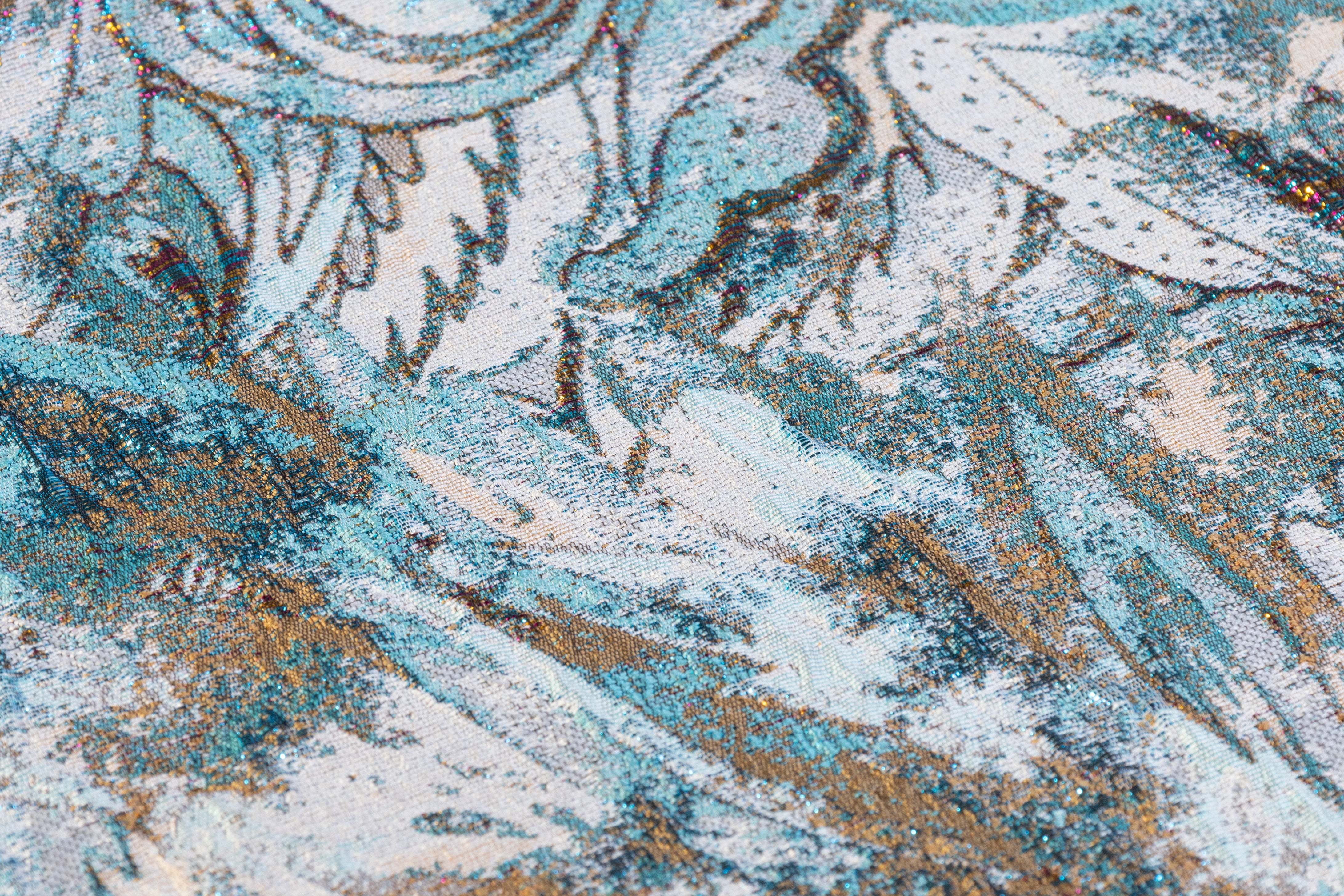 Abstract Paisley Metallic Cloqué Brocade - Turquoise