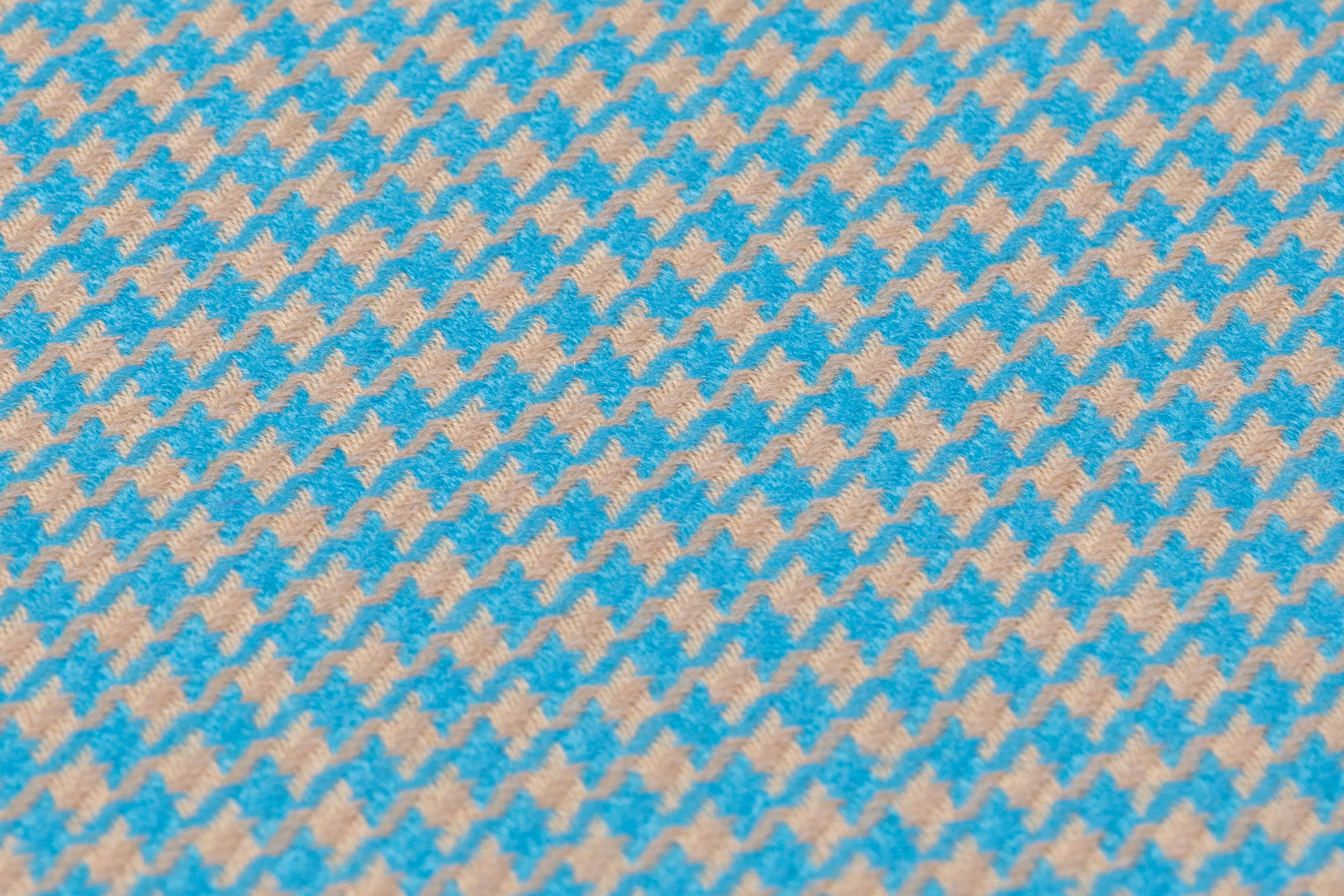 Houndstooth Italian Wool Suiting - Blue / Tan