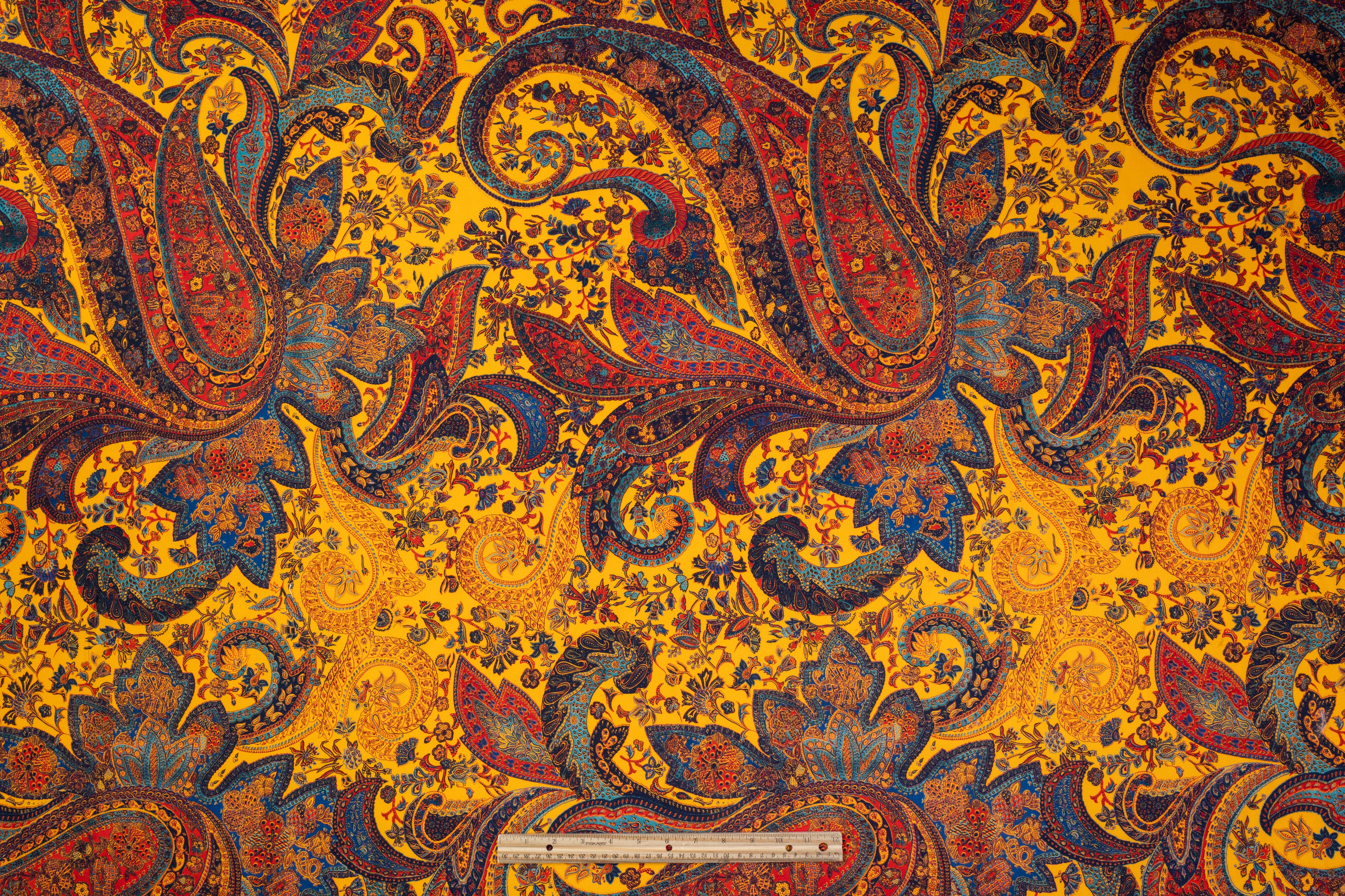 Paisley Printed Italian Wool - Golden Yellow