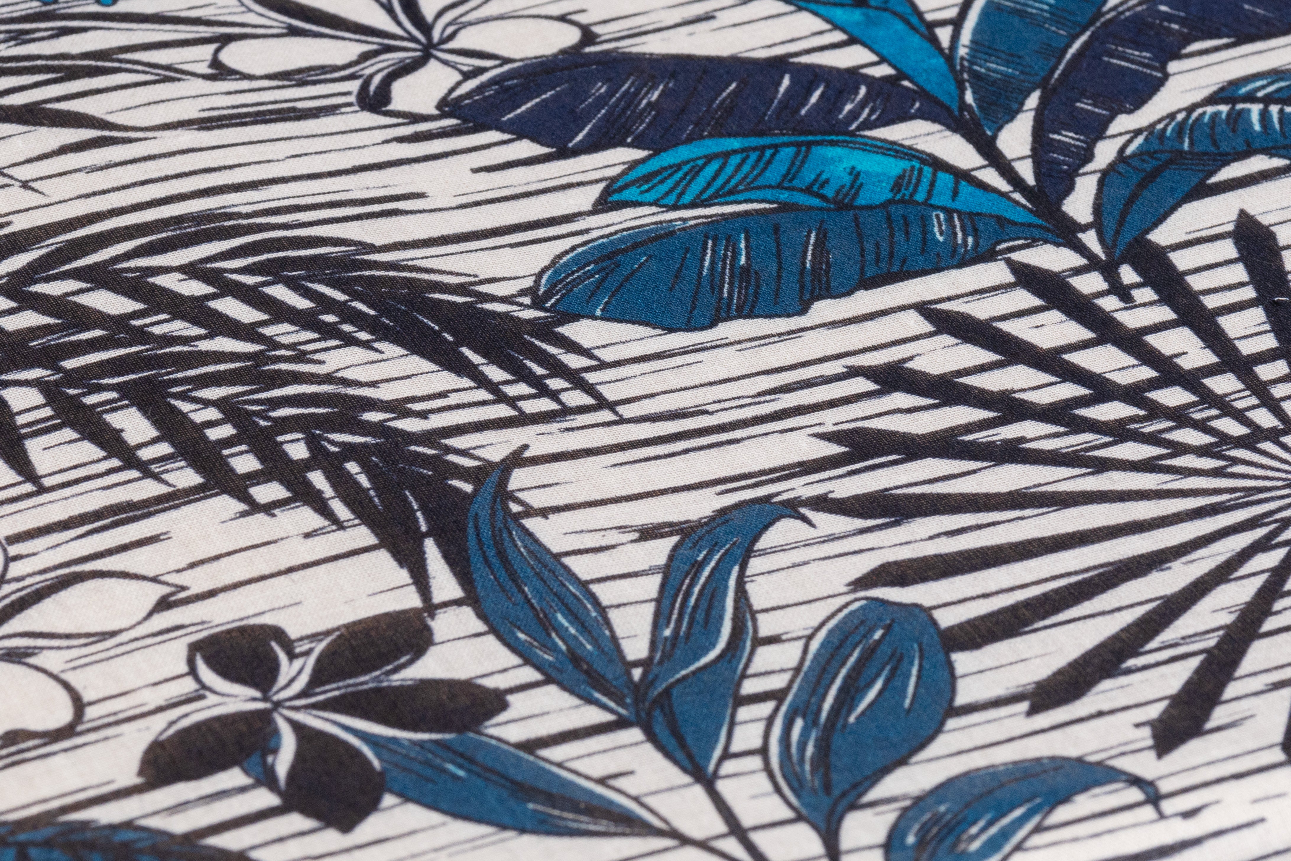 Tropical Italian Viscose Voile - Blue / White