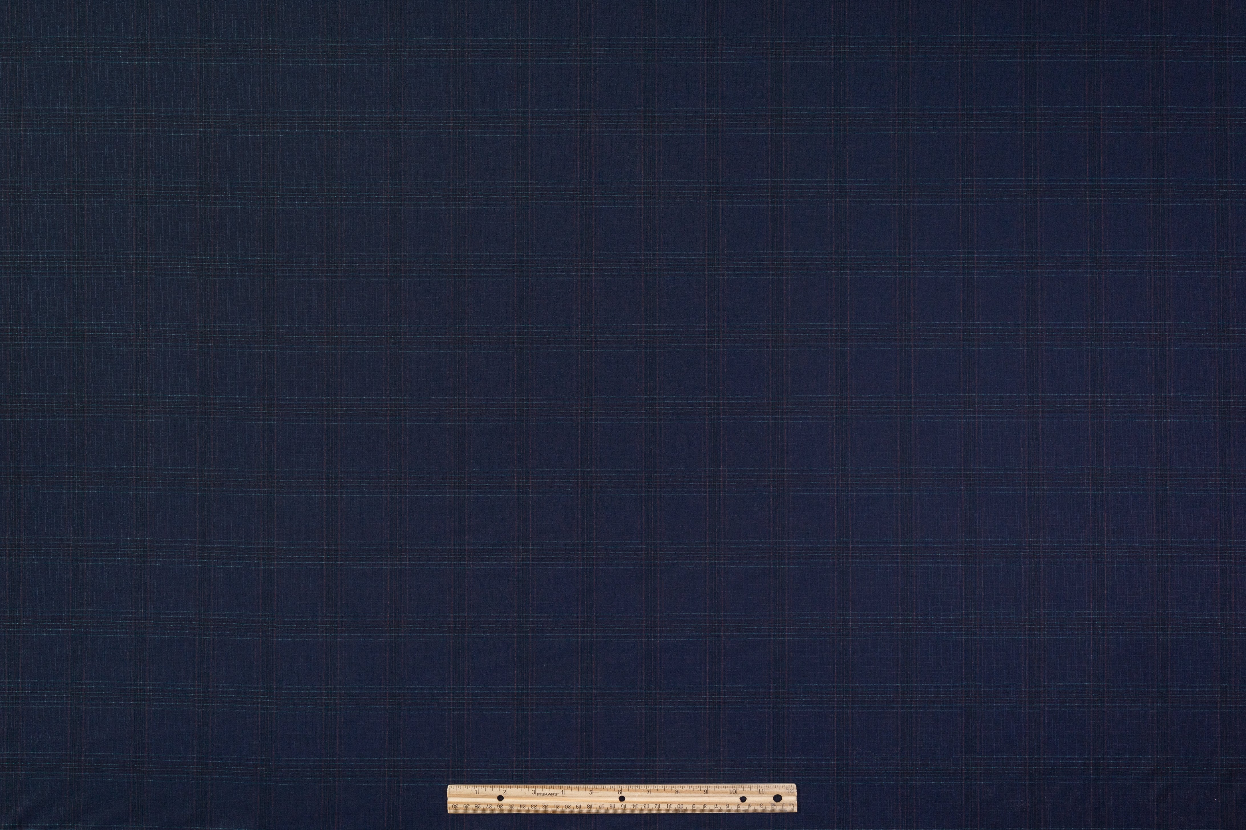 Checked Italian Wool Suiting - Purple / Teal / Brick