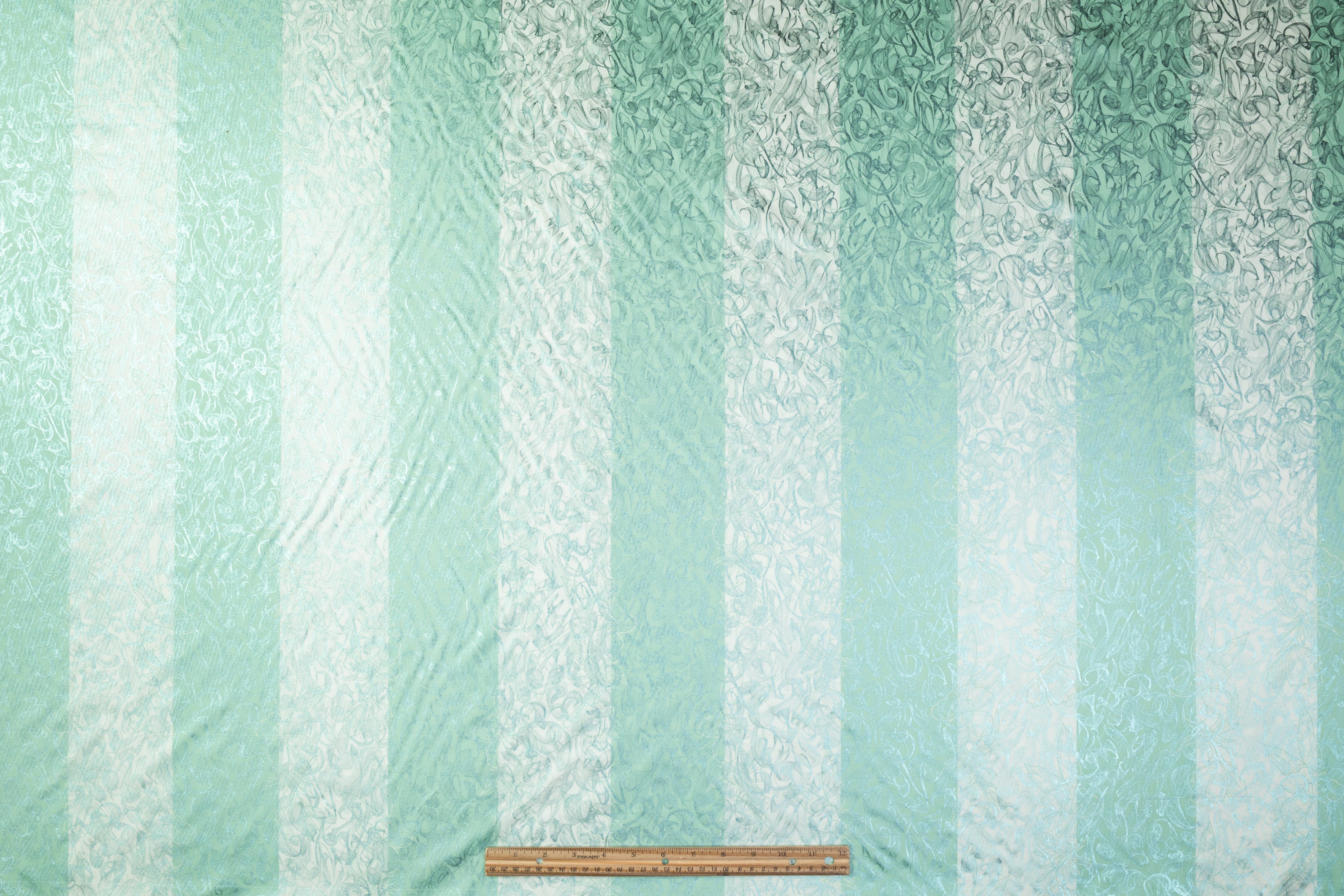 Abstract Laminated Italian Silk Twill - Green