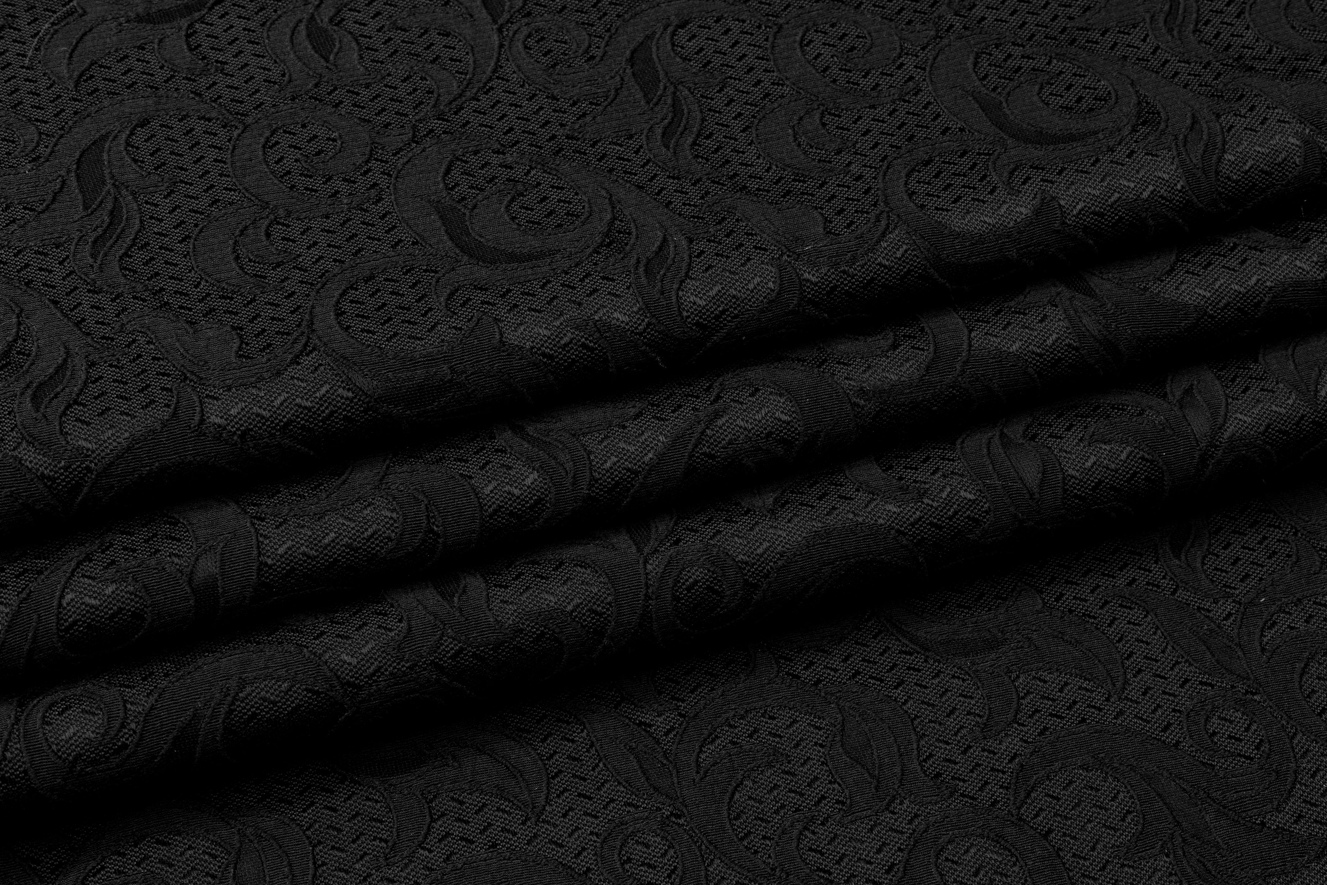 Textured Viscose Blend Brocade - Black