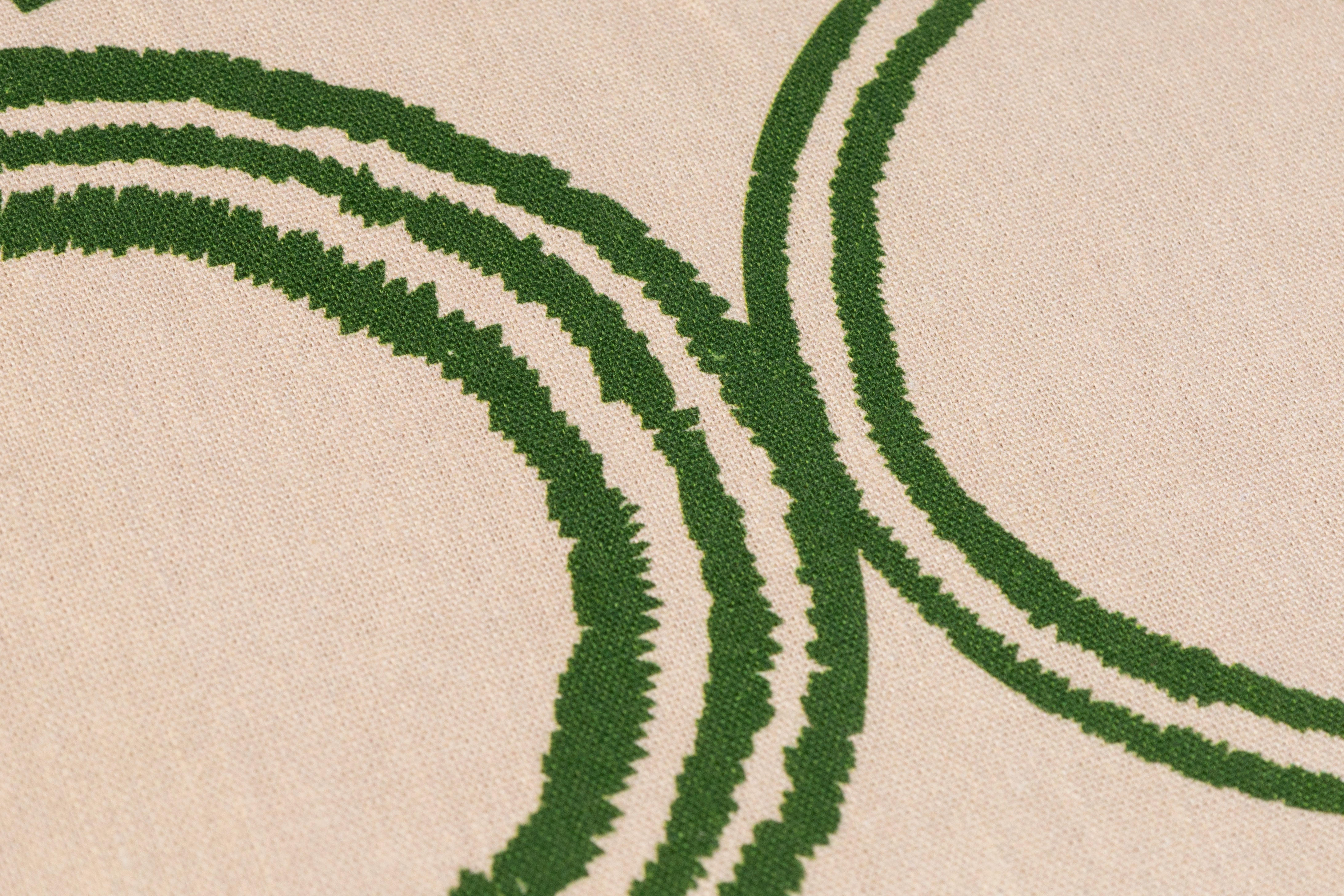 Geometric Printed Italian Linen Viscose Blend - Beige / Green