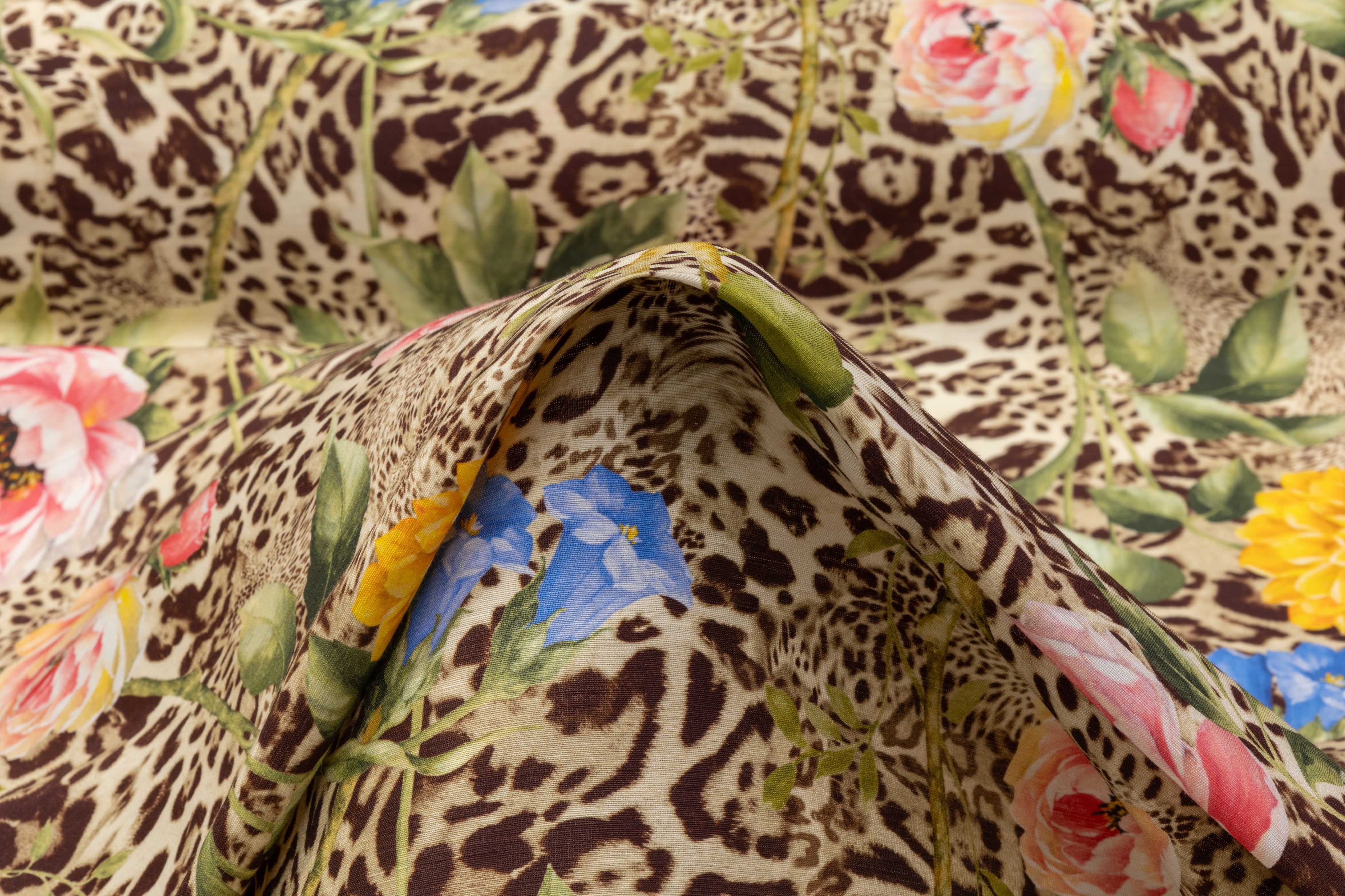 Emanuel Ungaro - Floral Cheetah Print Silk Linen Blend - Multicolor