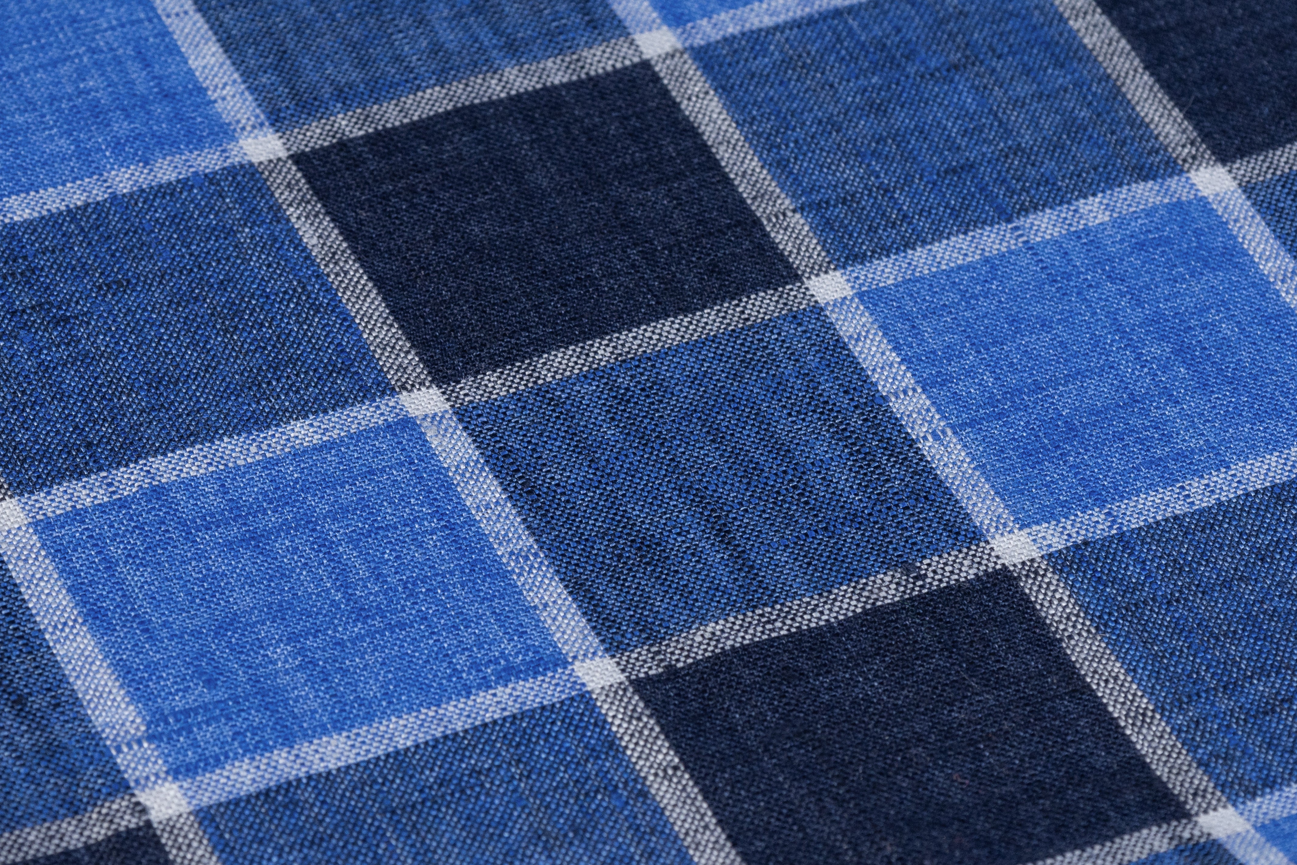 Checked Italian Linen - Blue