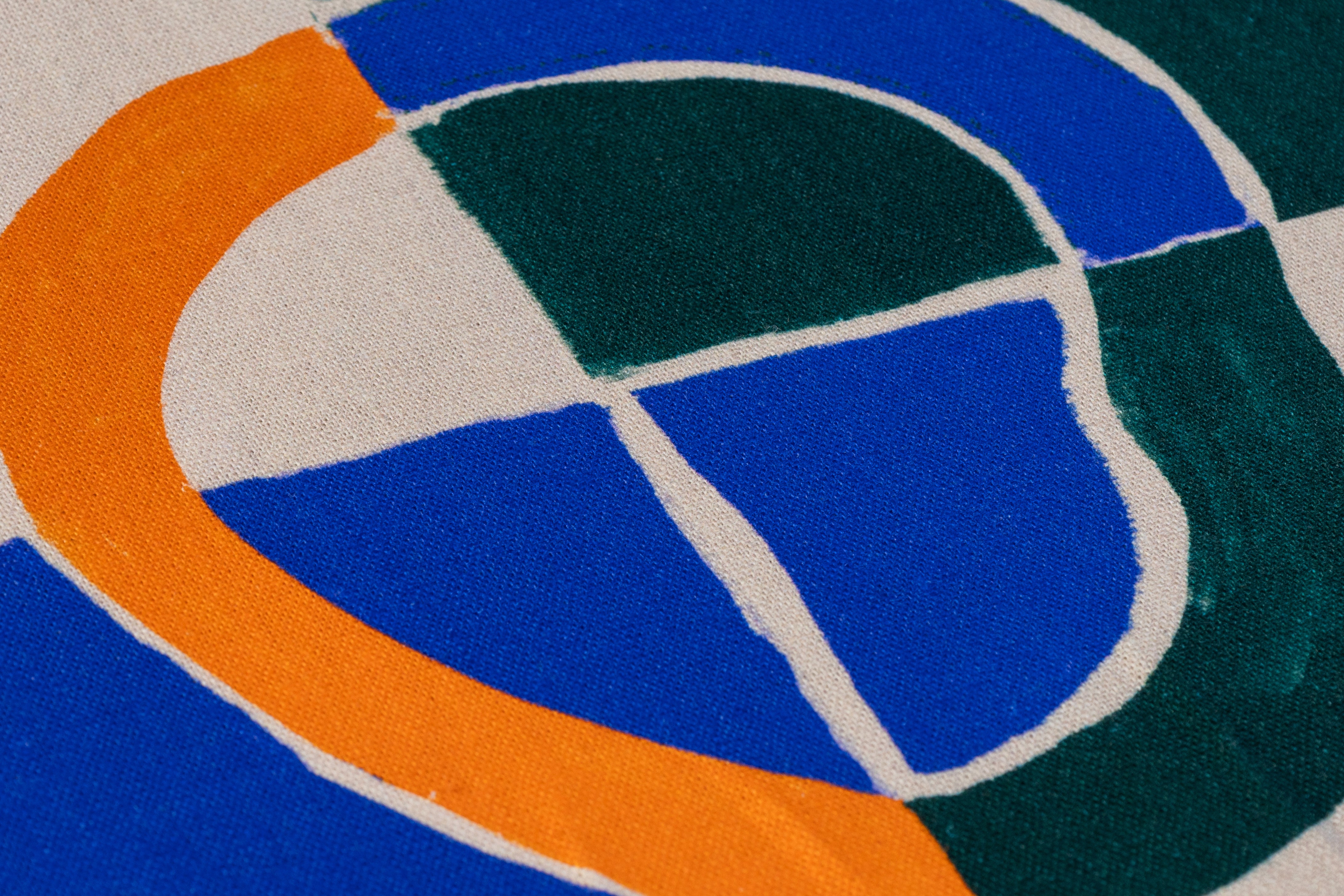Geometric Printed Italian Linen Viscose Blend - Beige / Green / Blue / Orange
