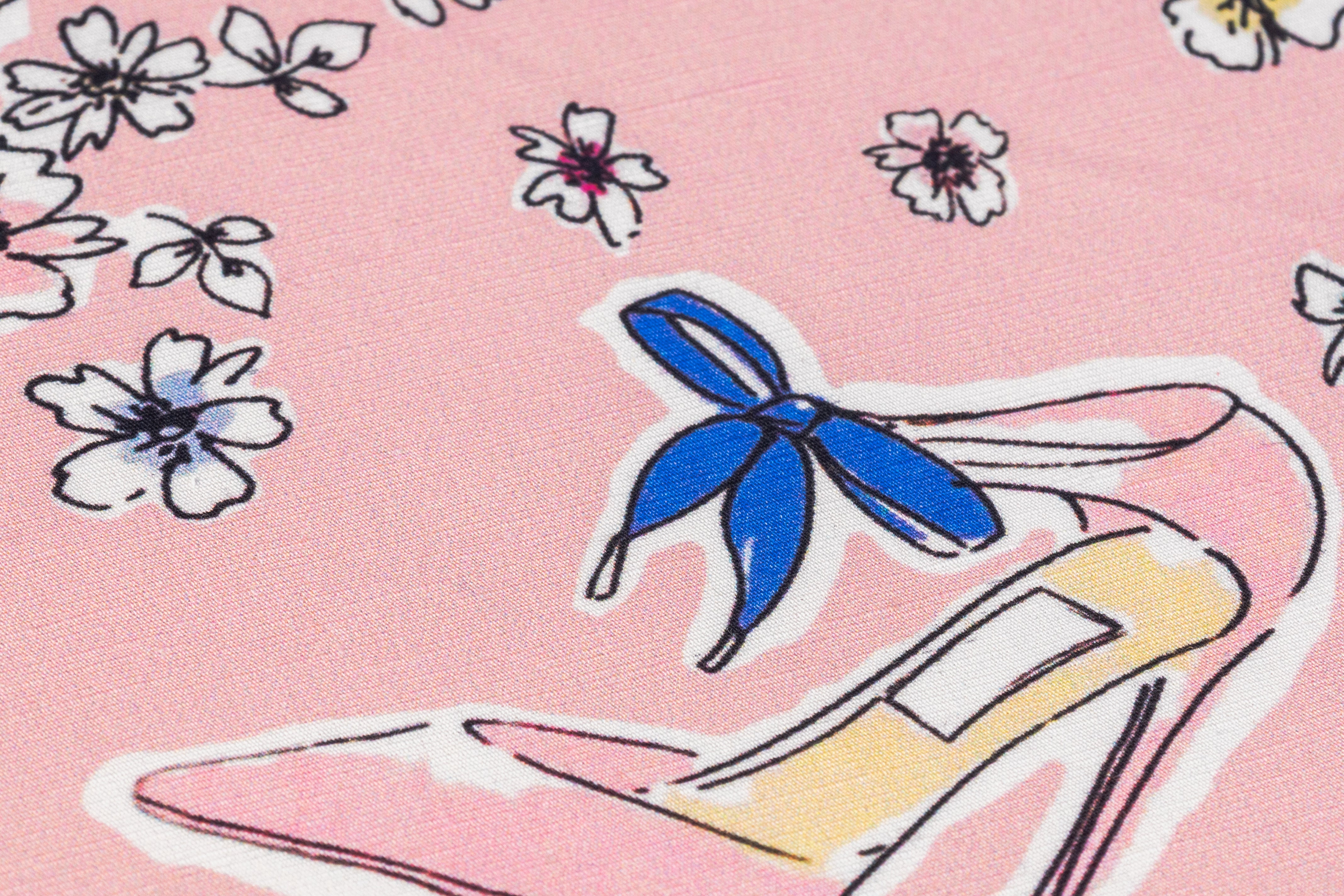 Textured Italian Cotton Linen Print - Pink