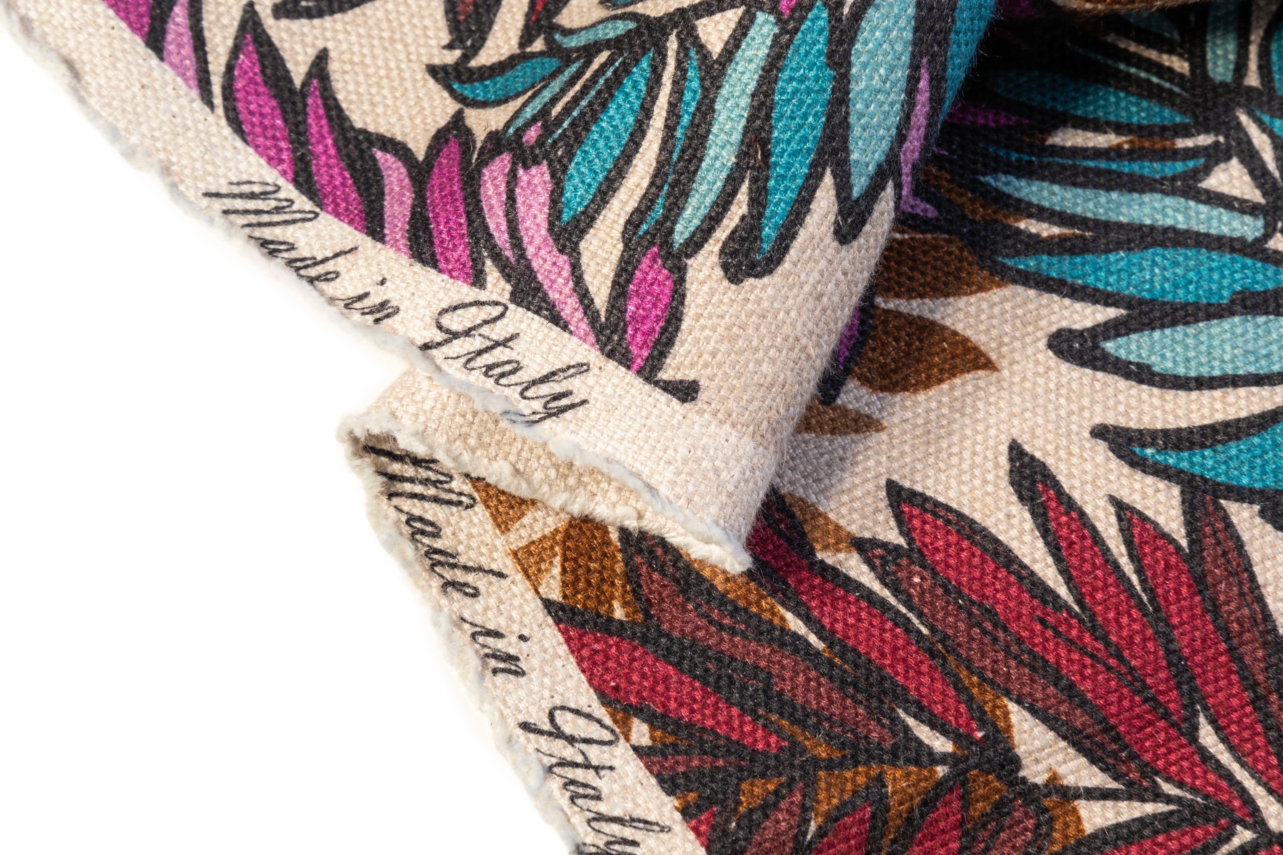 Leaf Print Italian Cotton Linen Blend - Multicolor