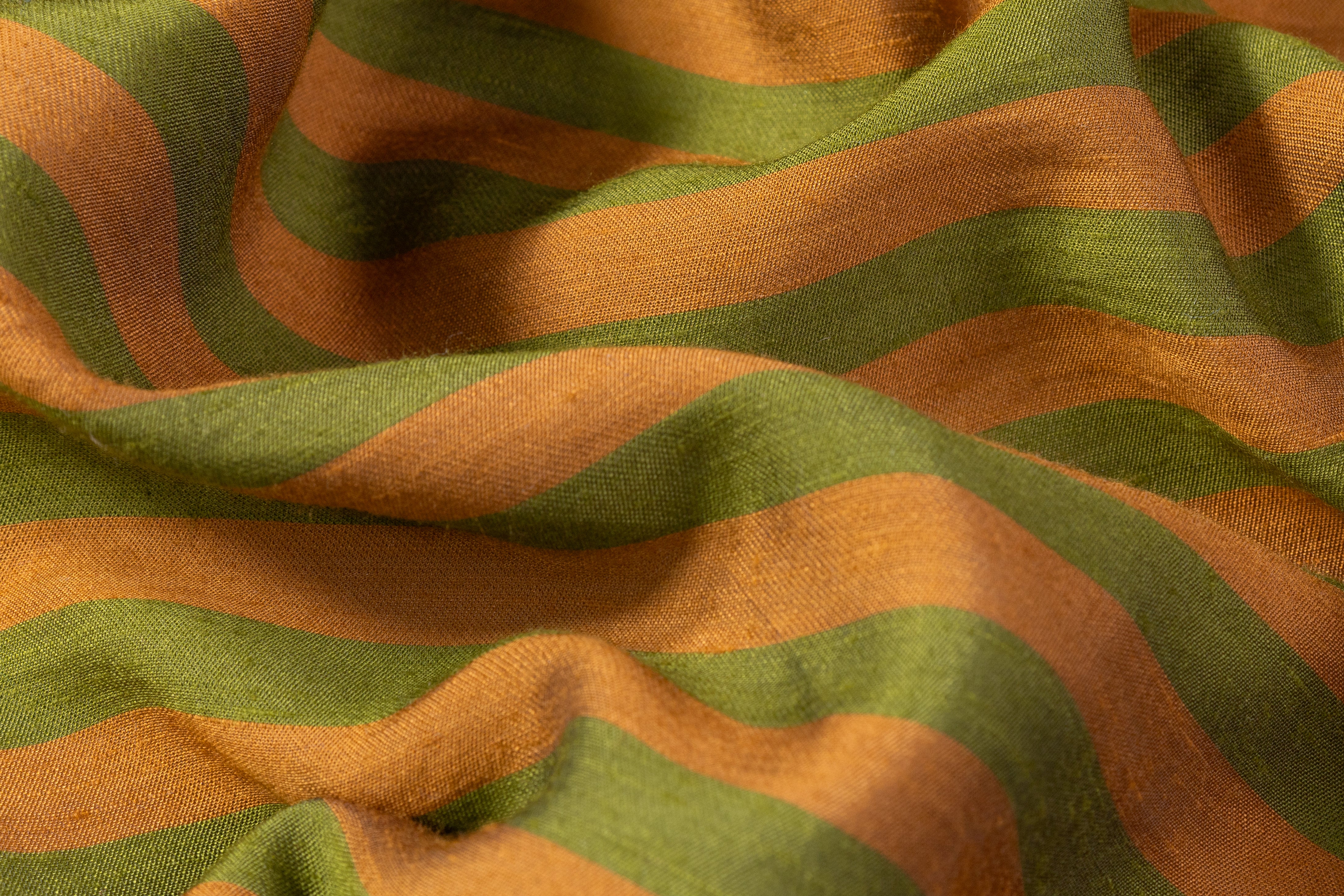 Striped Italian Viscose Linen Blend - Green / Brown