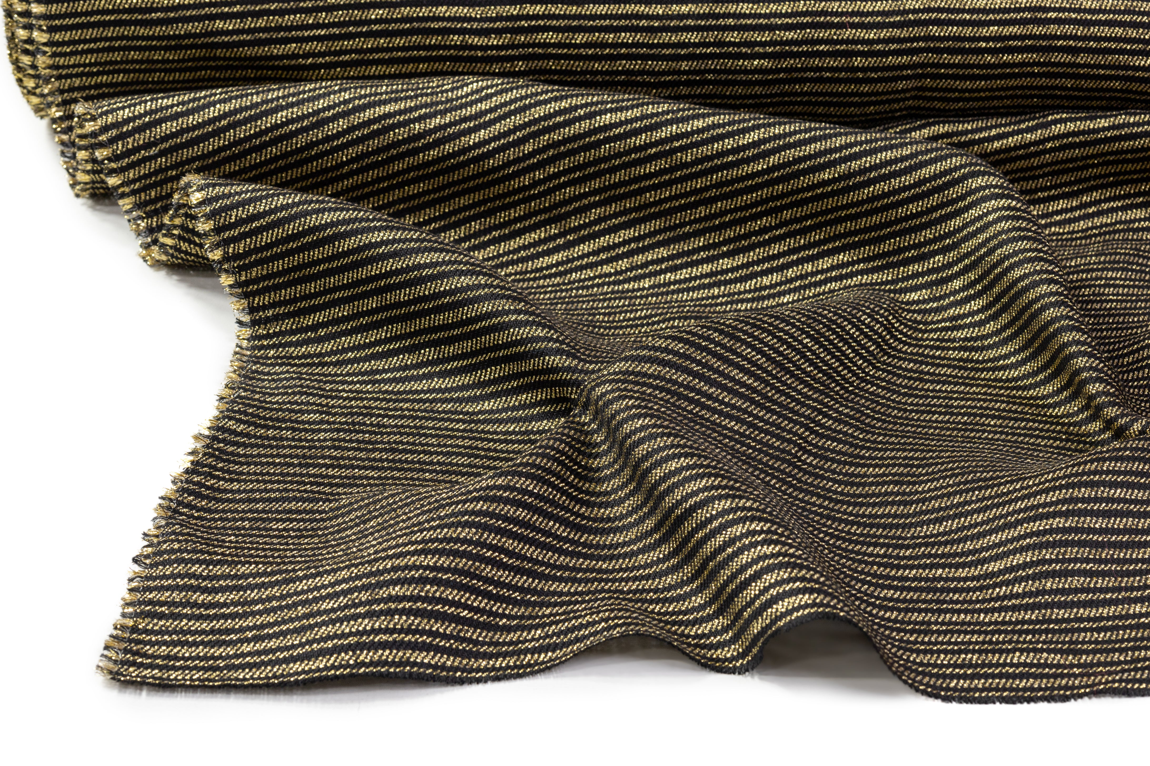 Striped Metallic Italian Brocade - Black / Gold