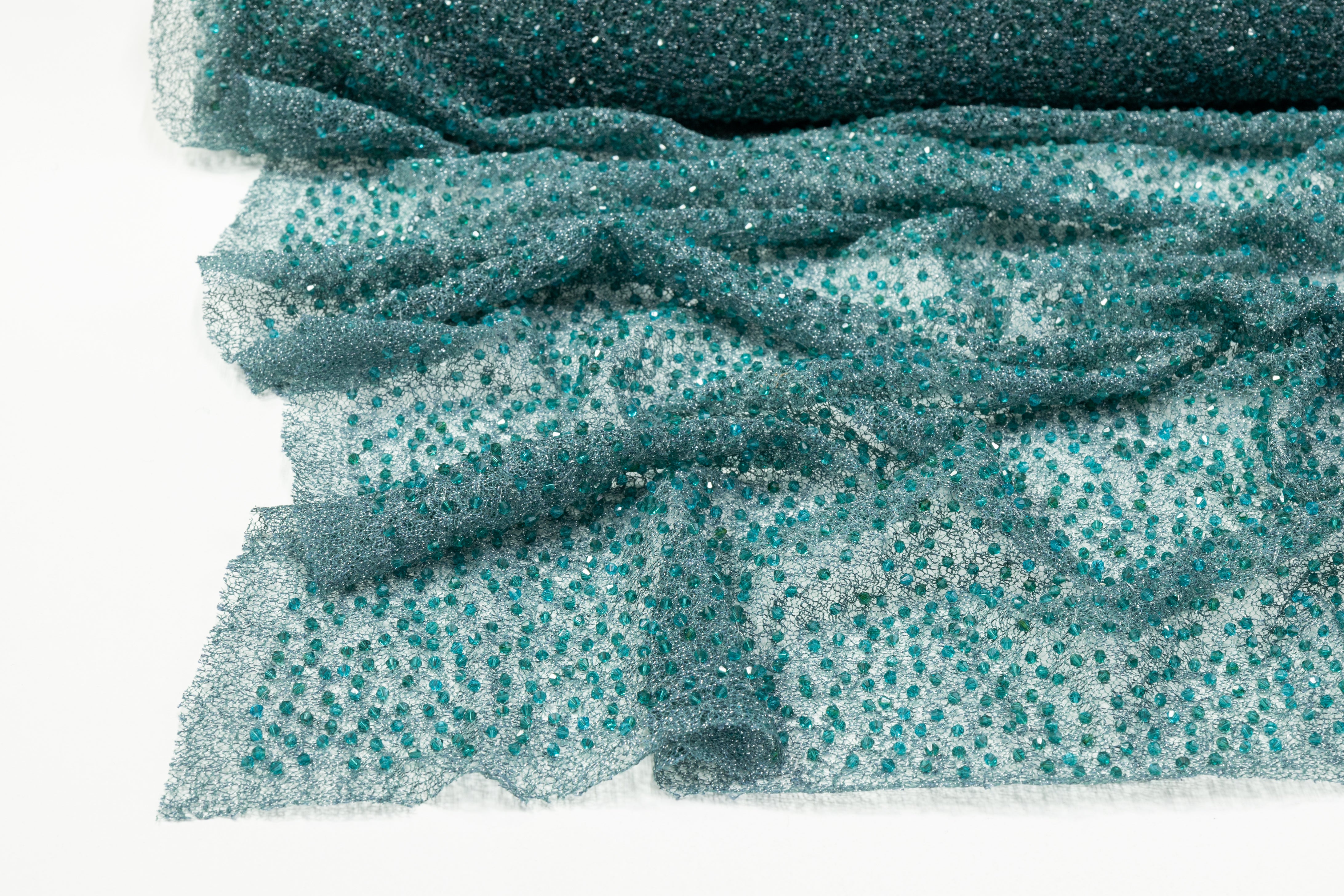 Handmade Crystal Beaded Lace - Teal