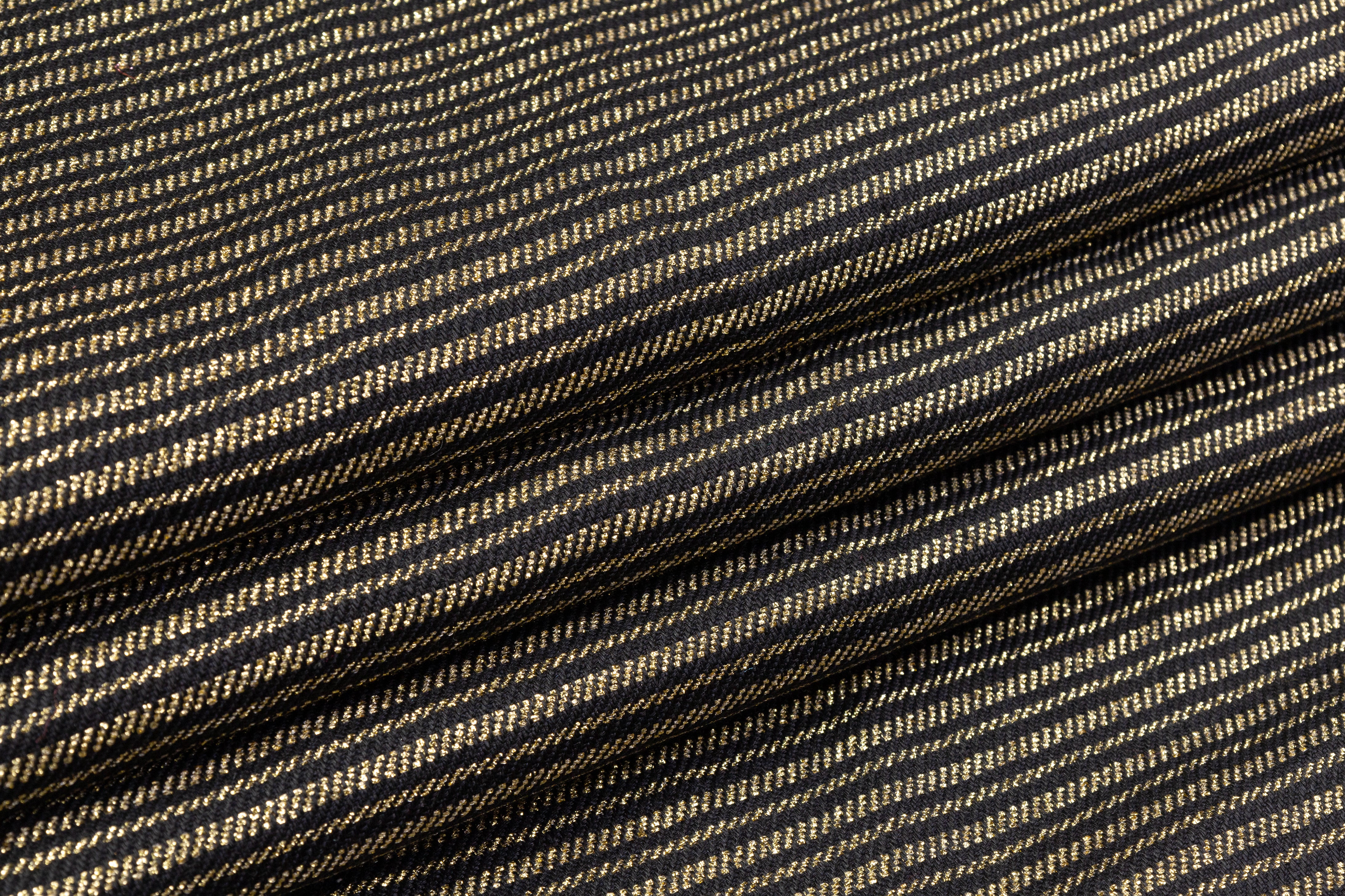 Striped Metallic Italian Brocade - Black / Gold