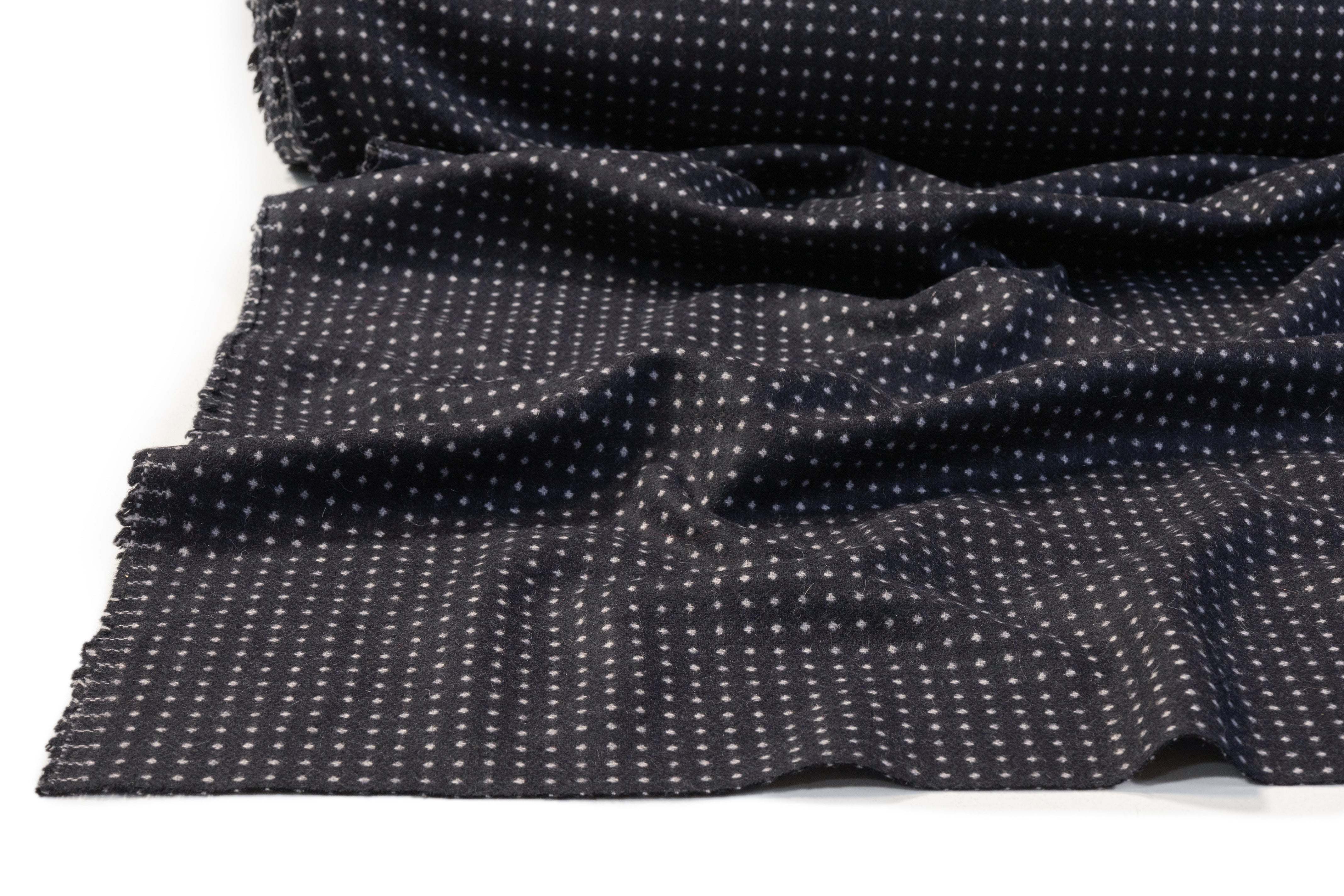 Dotted Italian Wool Nylon - Navy / White