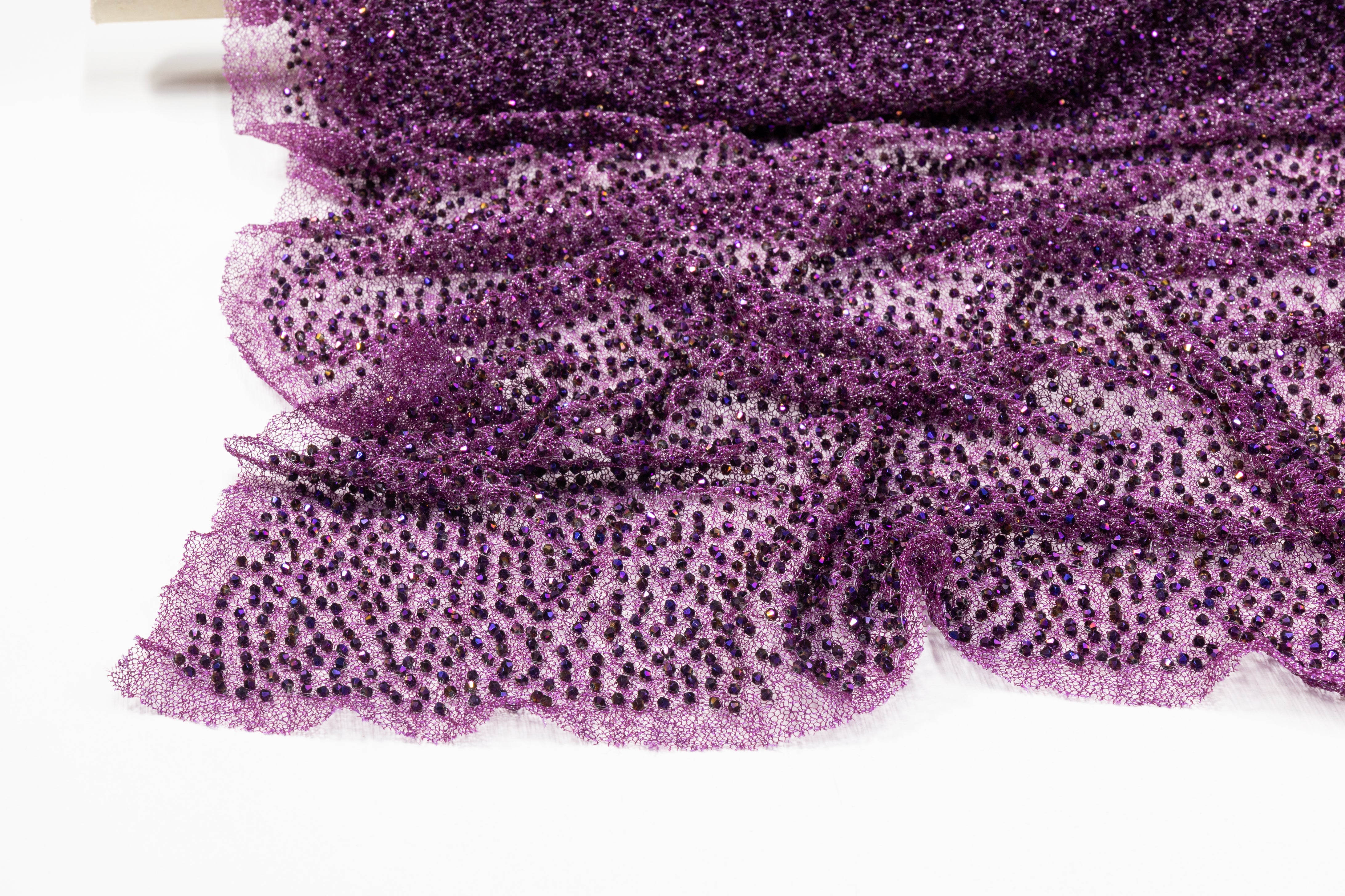 Handmade Crystal Beaded Lace - Amethyst