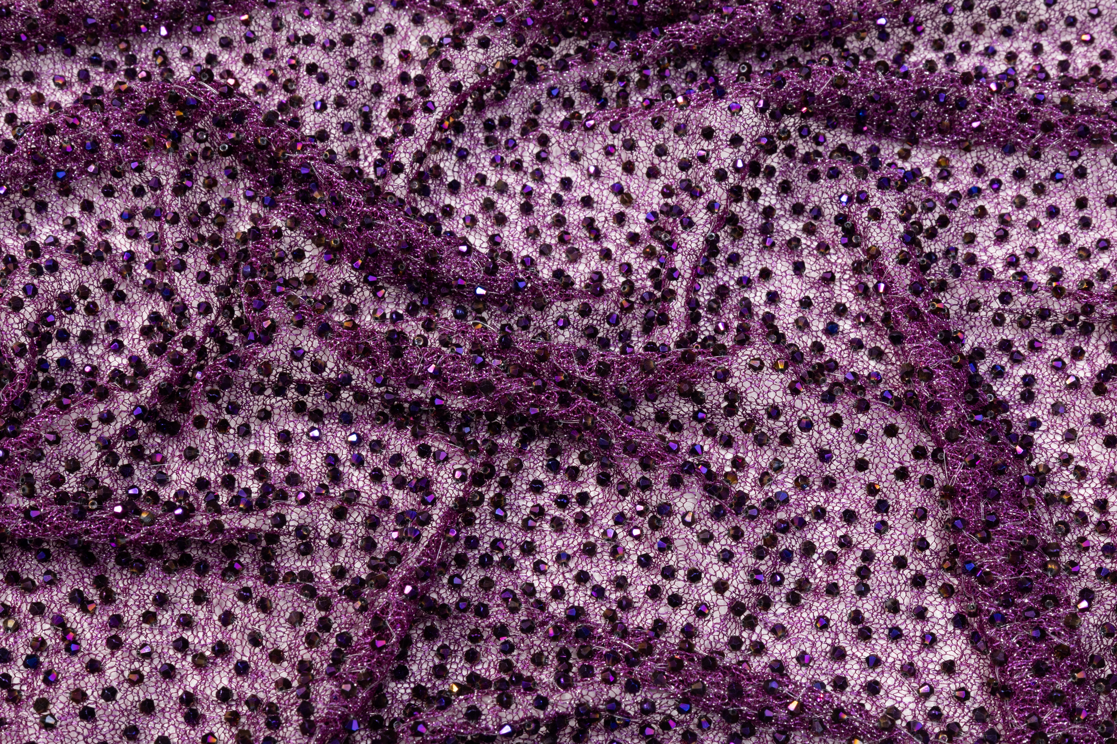 Handmade Crystal Beaded Lace - Amethyst