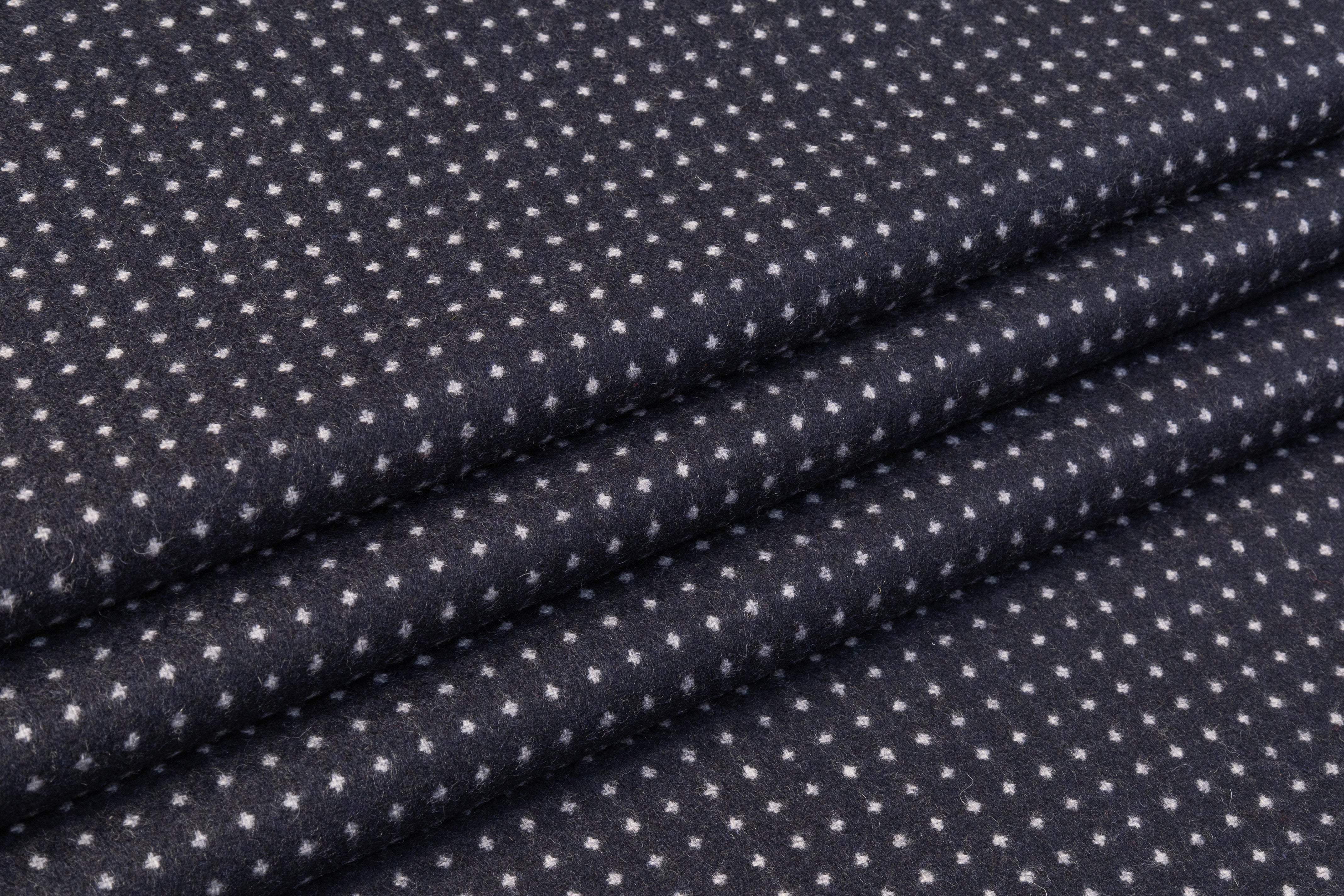 Dotted Italian Wool Nylon - Navy / White