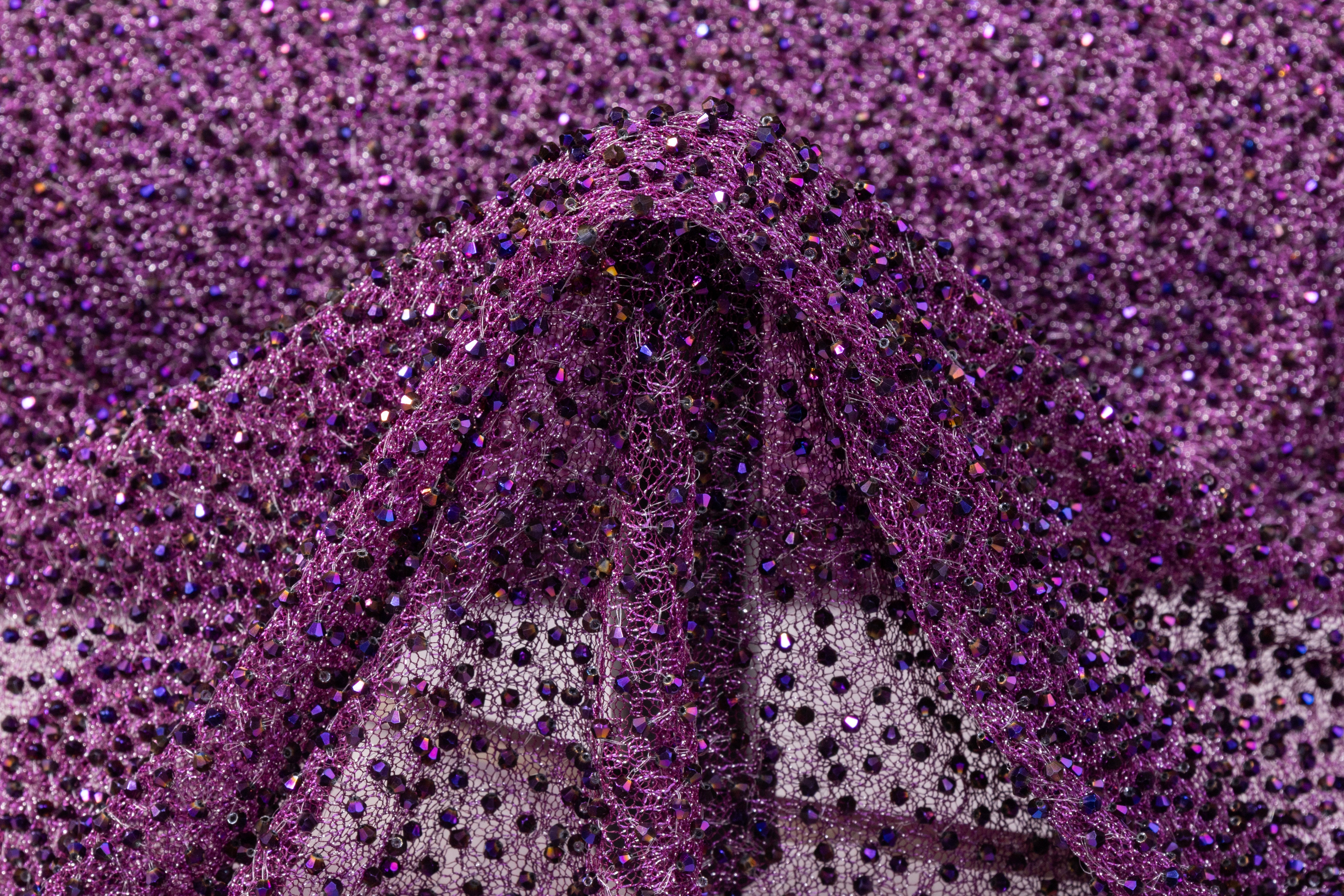 Handmade Crystal Beaded Lace - Amethyst