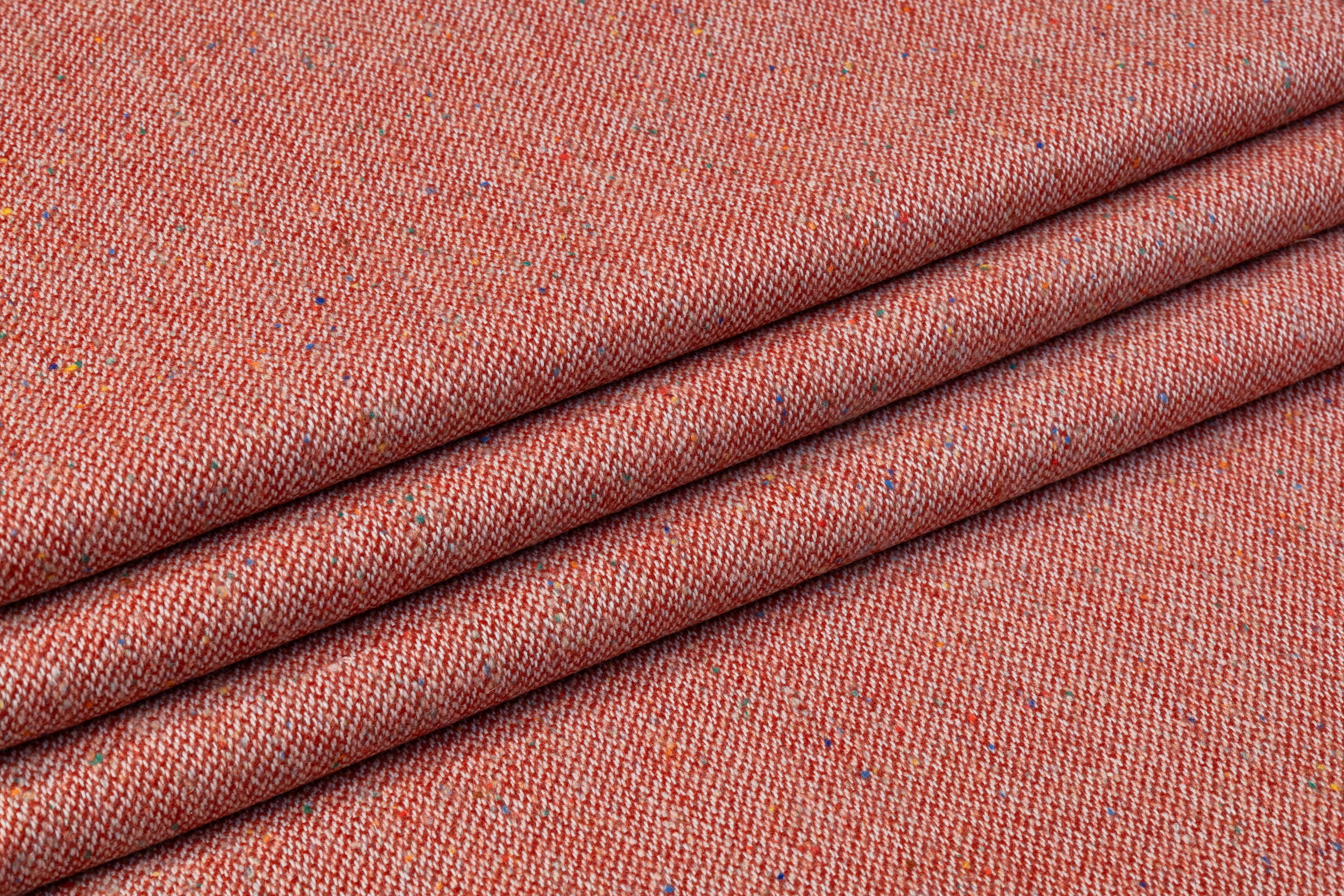 Speckled Italian Wool Nylon Tweed - Red
