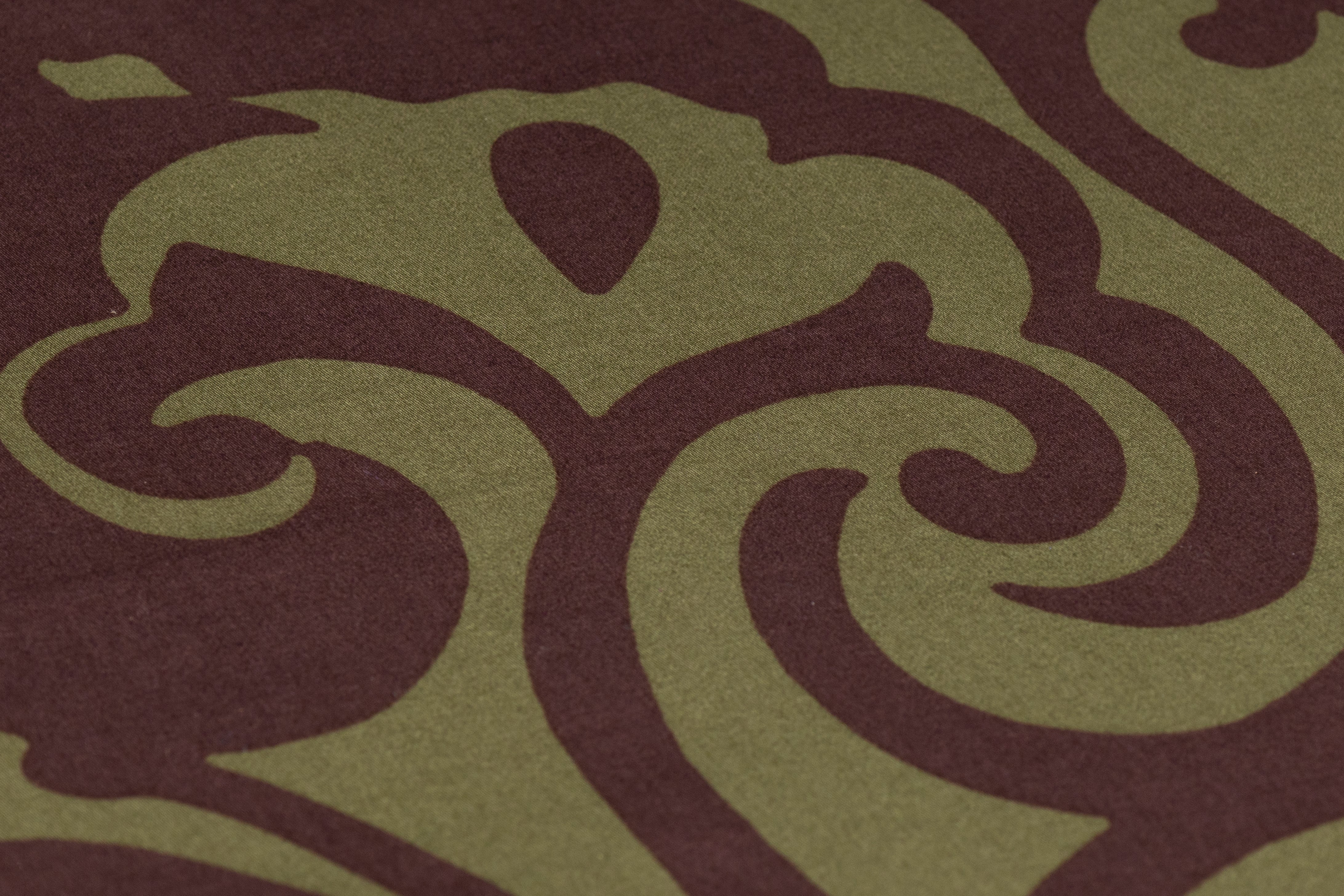 Printed Italian Cotton Sateen - Olive / Brown