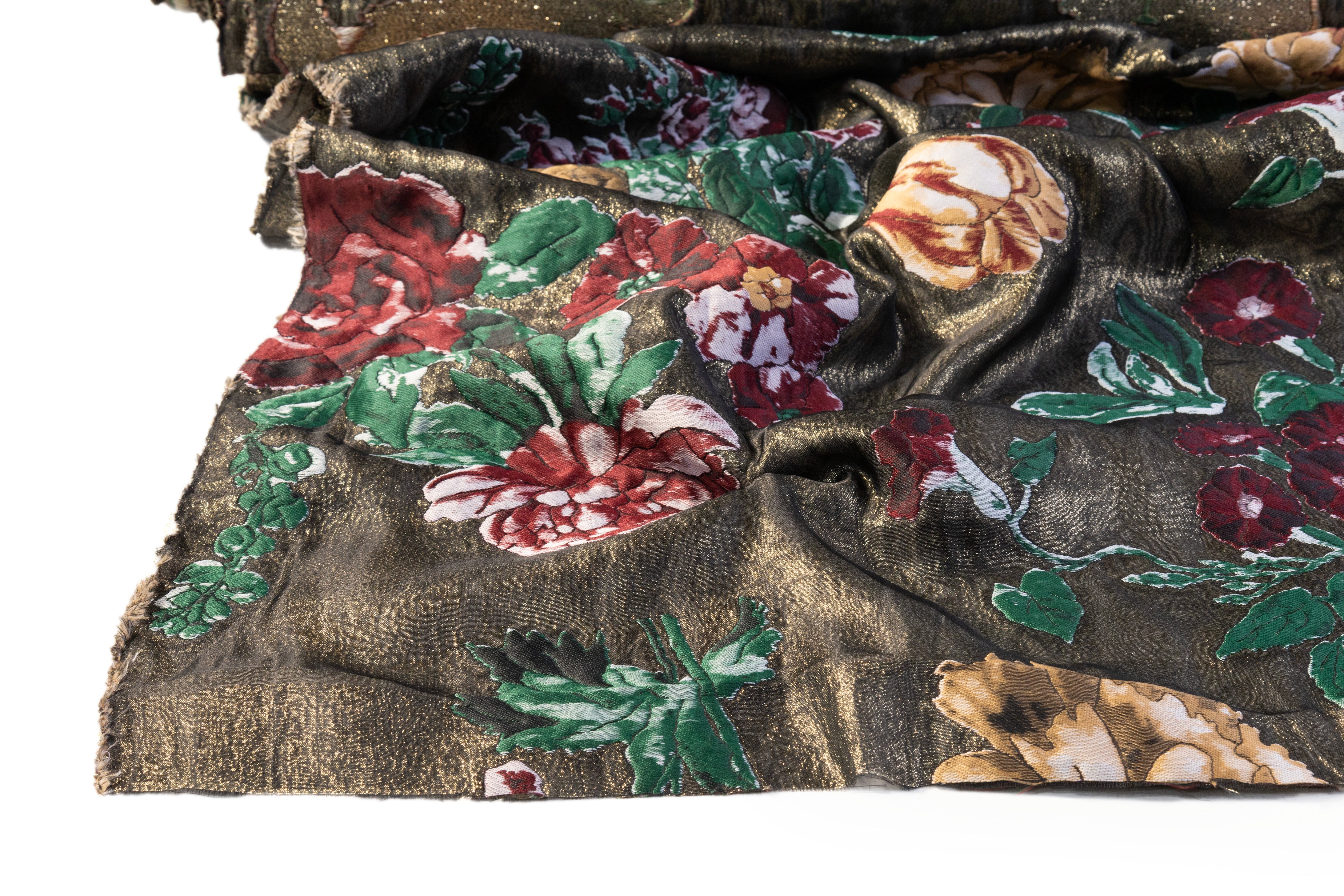 Metallic Italian Silk Blend Double Organza Brocade - Antique Gold