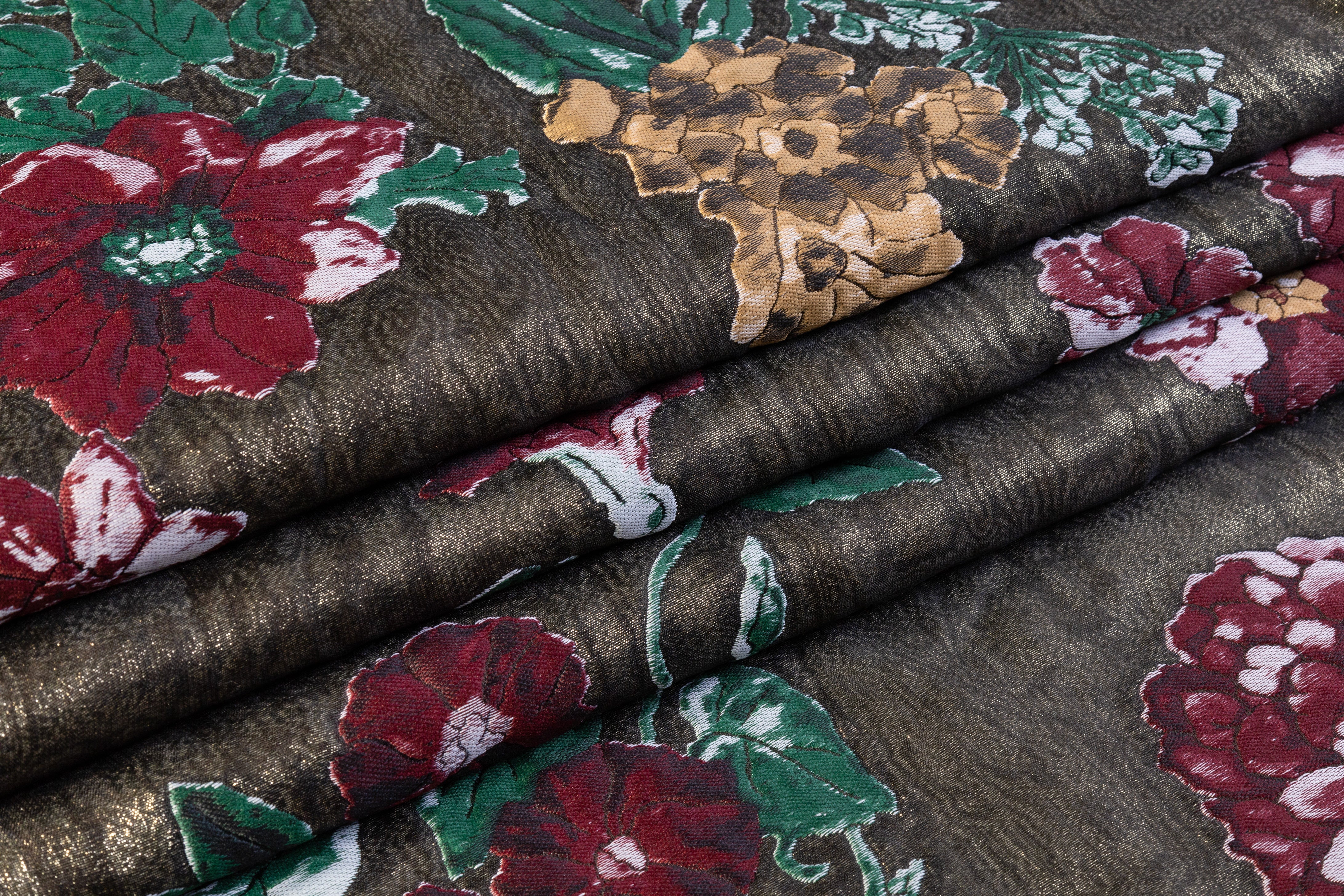 Metallic Italian Silk Blend Double Organza Brocade - Antique Gold