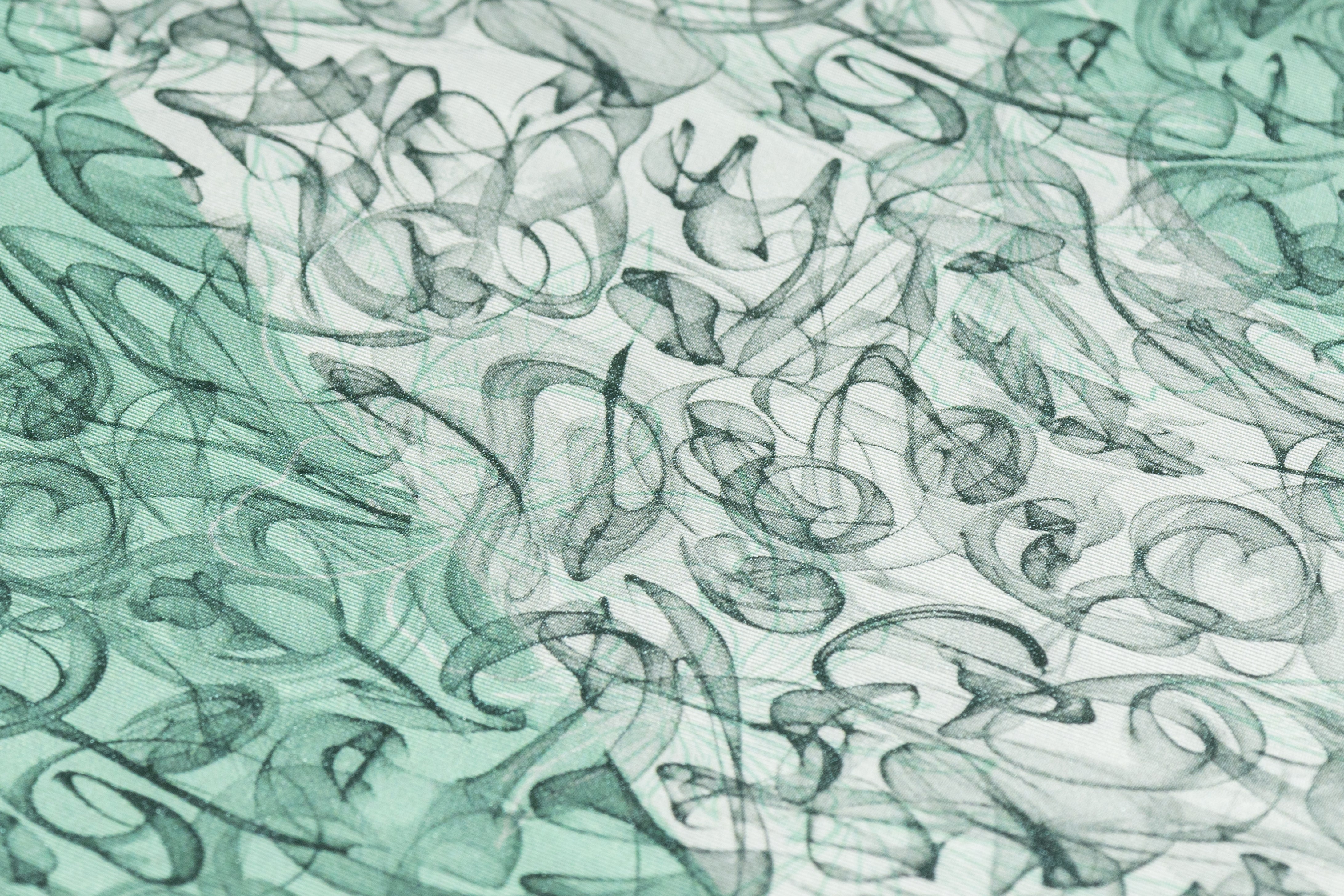 Abstract Laminated Italian Silk Twill - Green