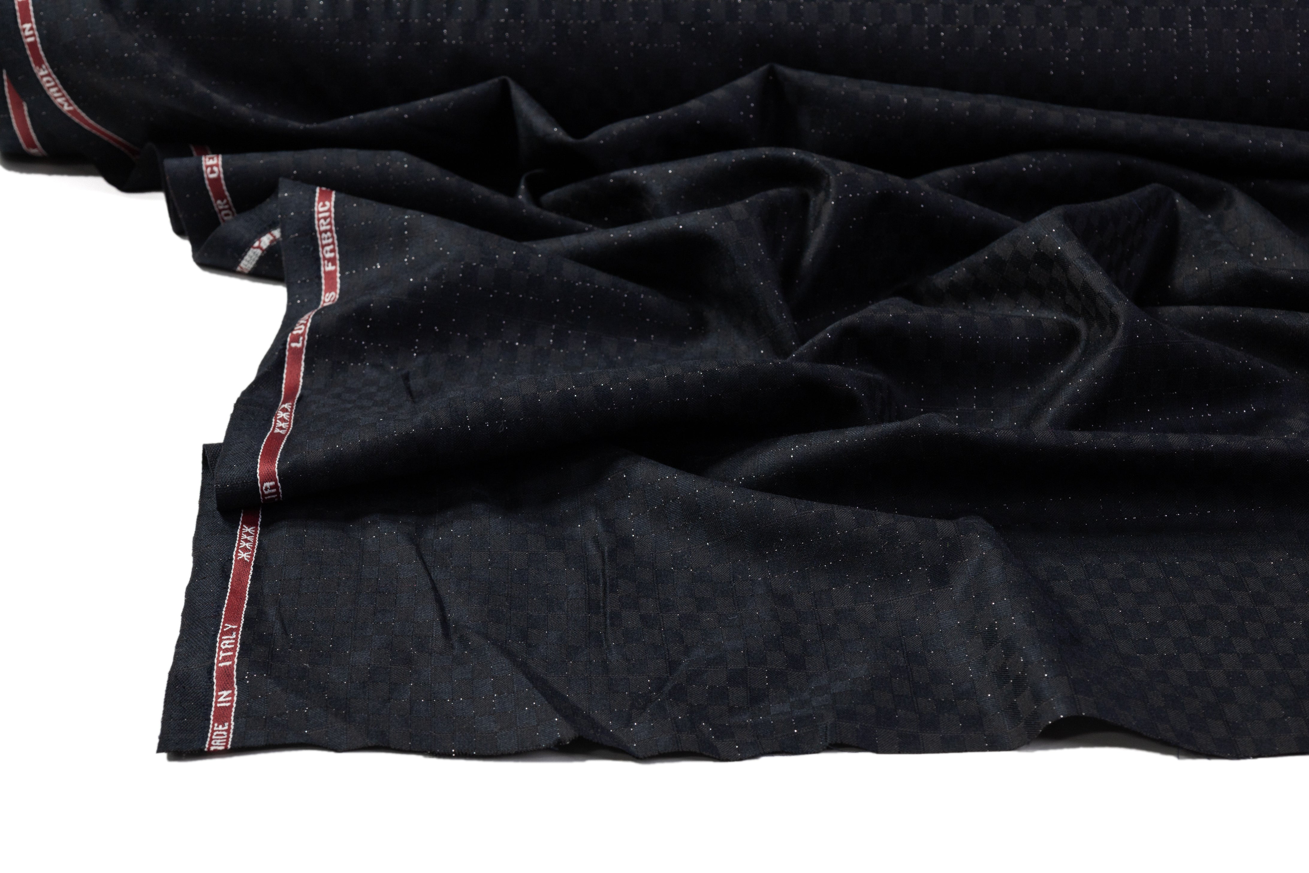 Guabello - Checked Metallic Italian Wool Suiting - Black / Silver