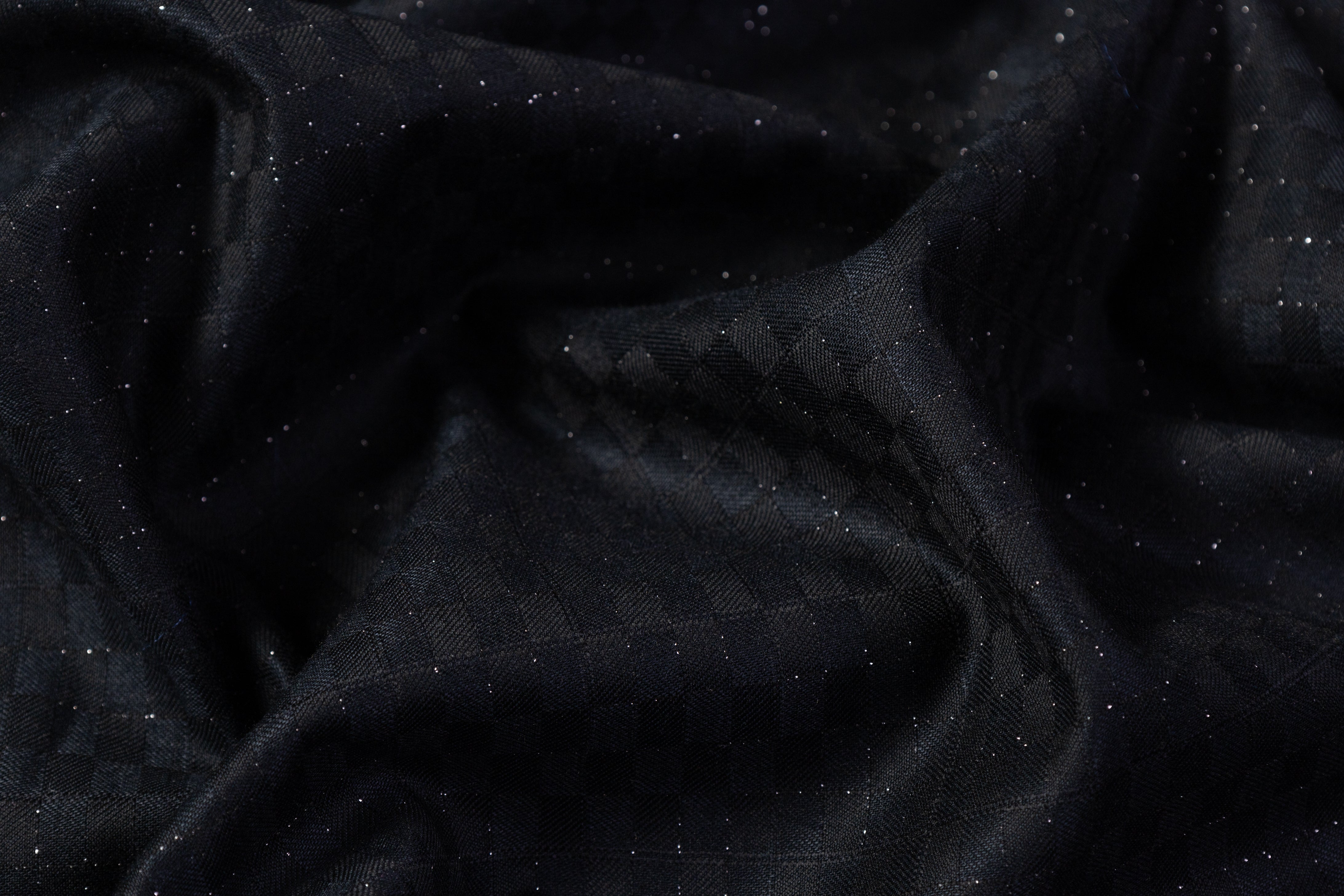 Guabello - Checked Metallic Italian Wool Suiting - Black / Silver