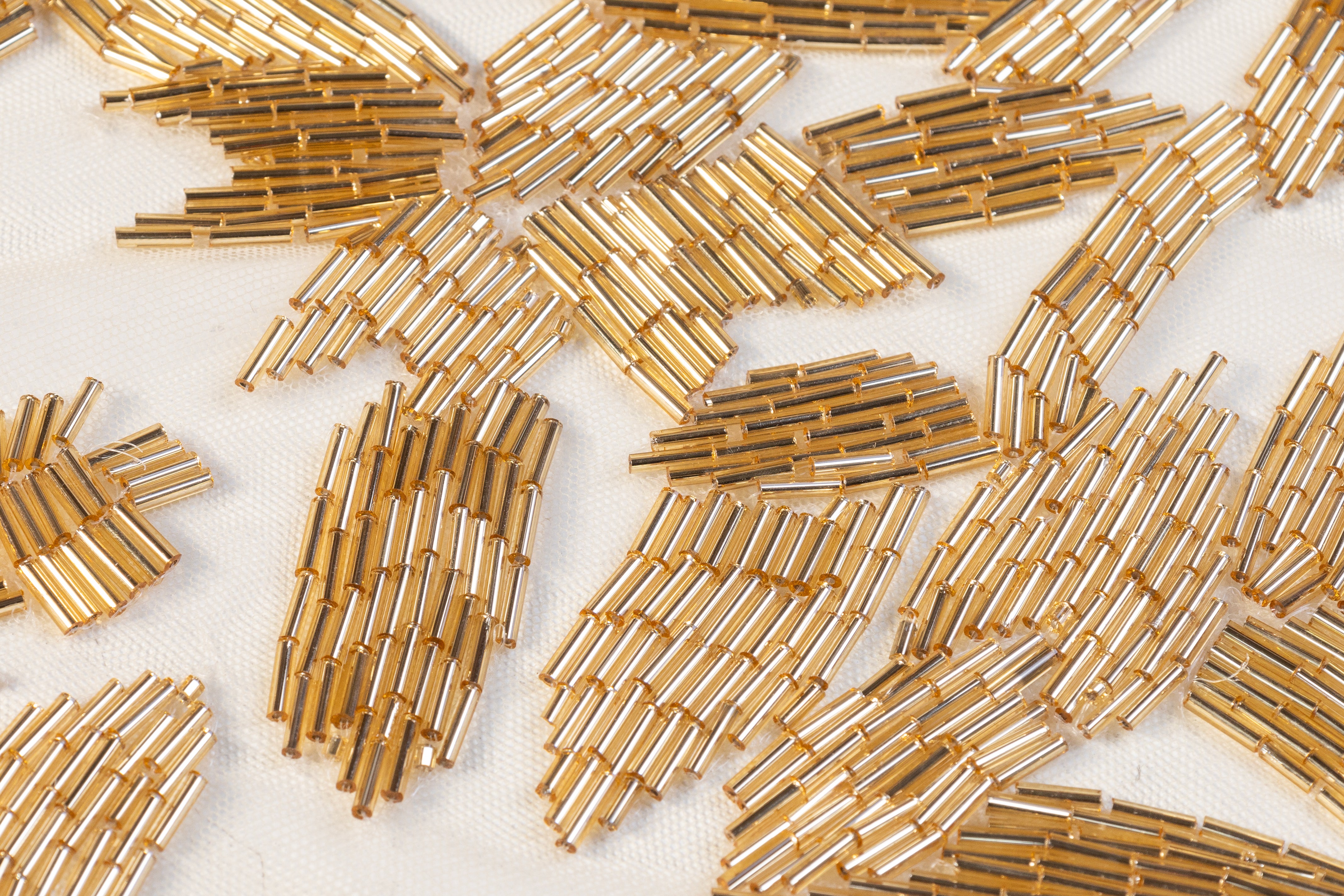 Hand Beaded Tulle - Gold