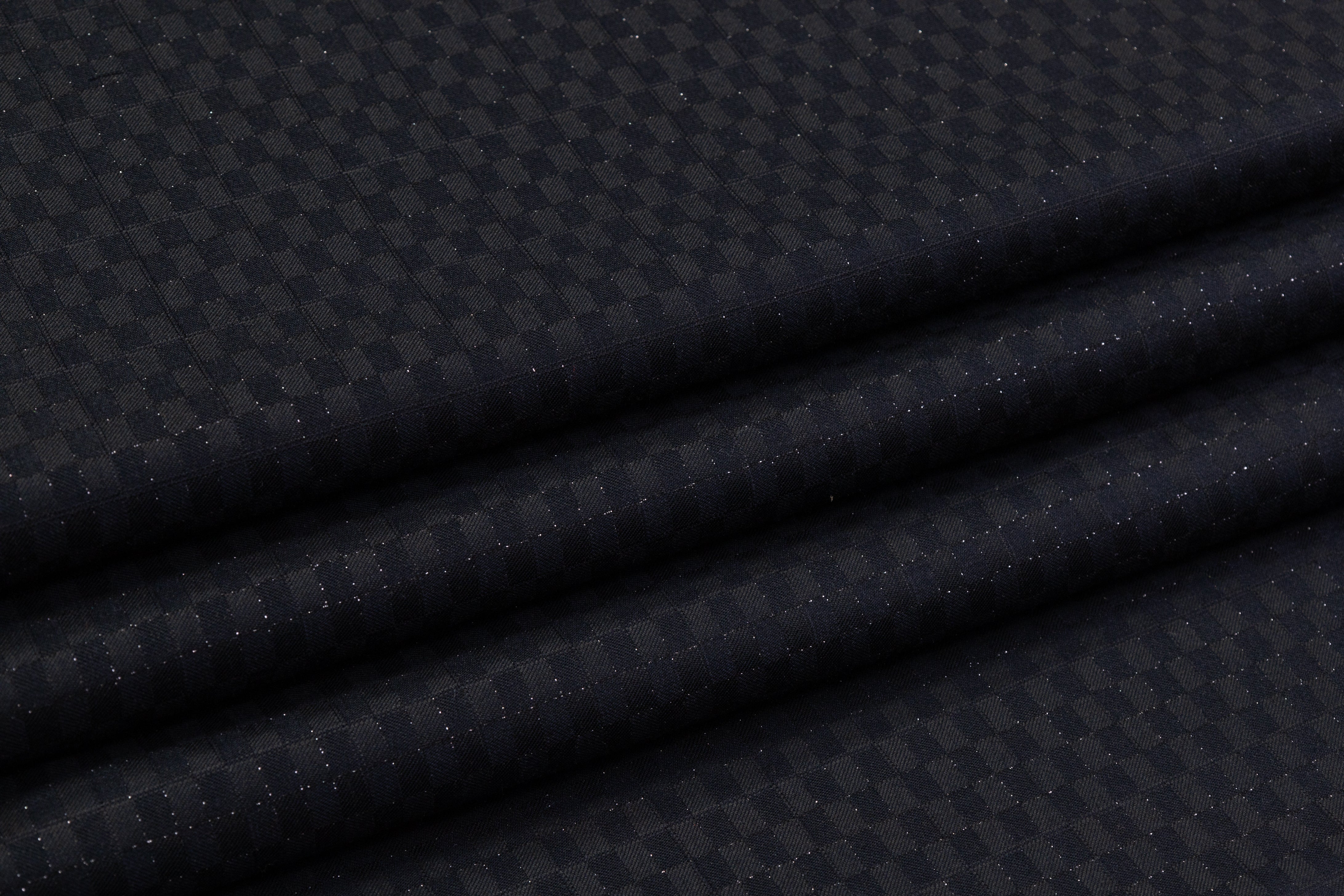 Guabello - Checked Metallic Italian Wool Suiting - Black / Silver