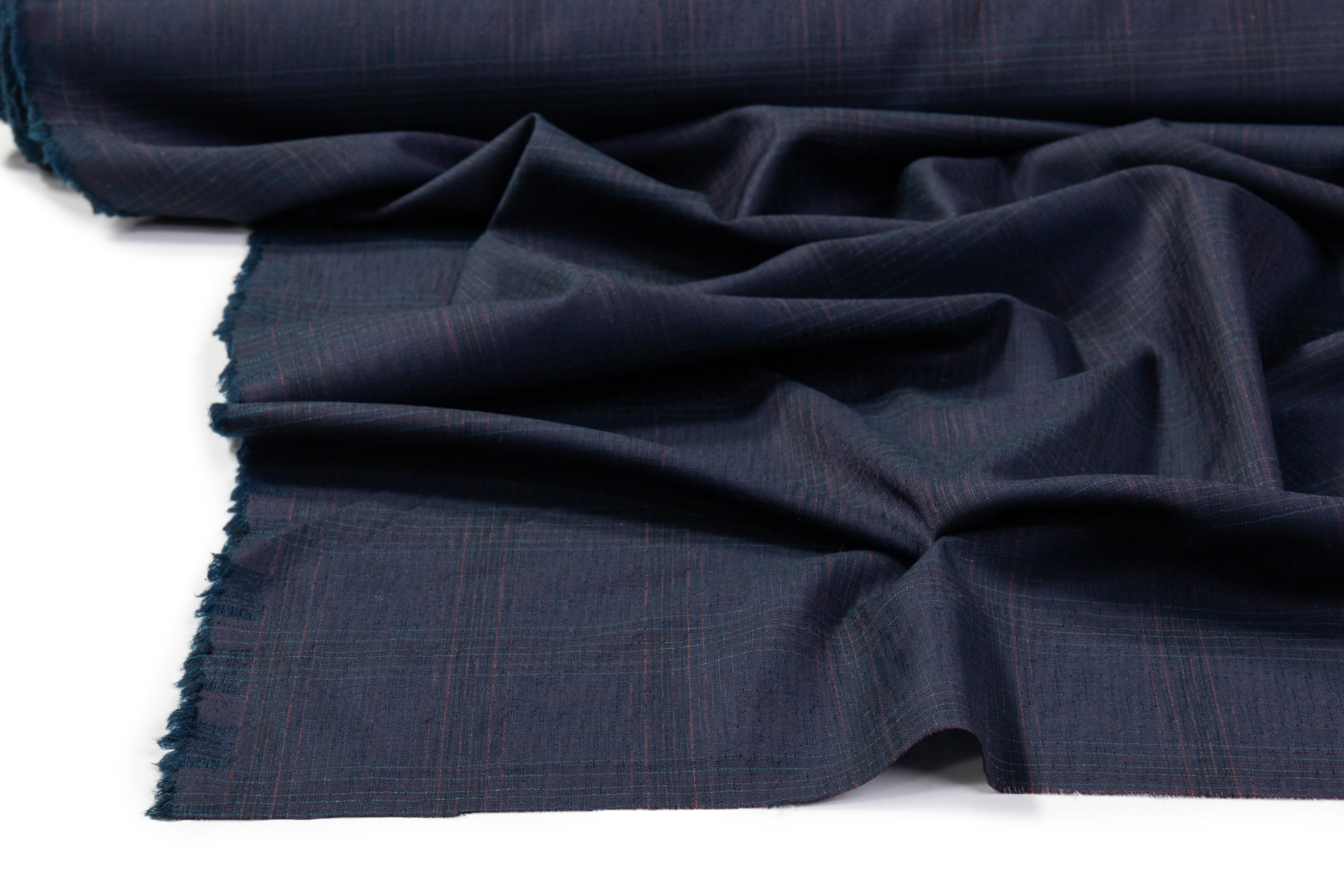 Checked Italian Wool Suiting - Purple / Teal / Brick